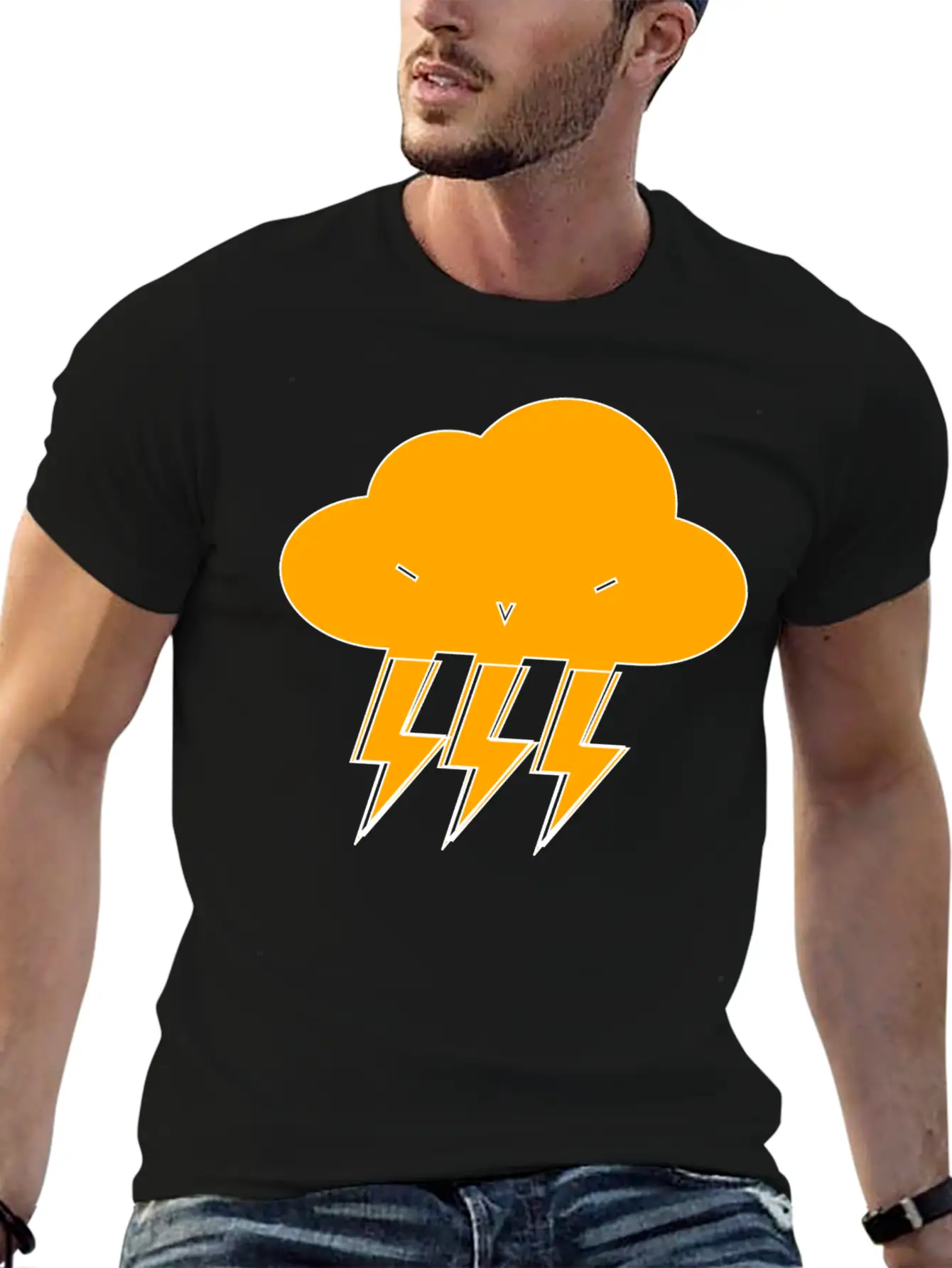 Cloud & Lightning | Hehe Essential Cotton Tee For Daily Outfits ¨C Unisex Style