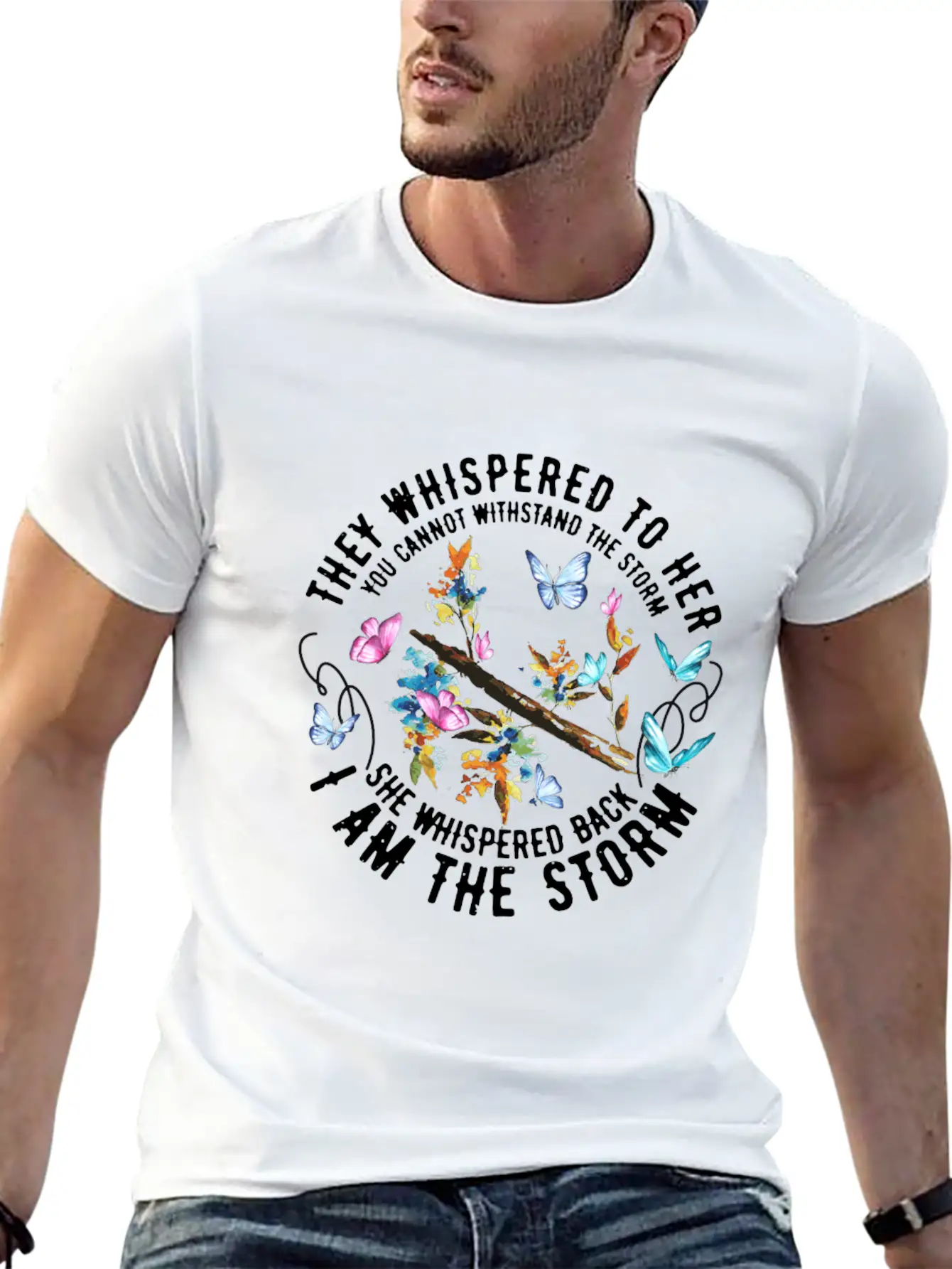 Colorful Butterflies I Am The Storm - Feminist Essential Cotton Tee For Daily Outfits ¨C Unisex Style