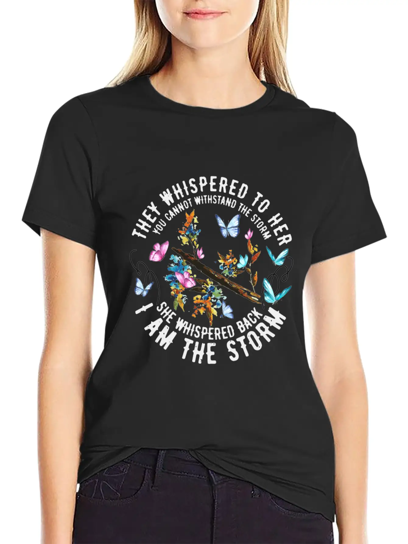 Colorful Butterflies I Am The Storm - Feminist Essential Cotton Tee For Daily Outfits ¨C Unisex Style