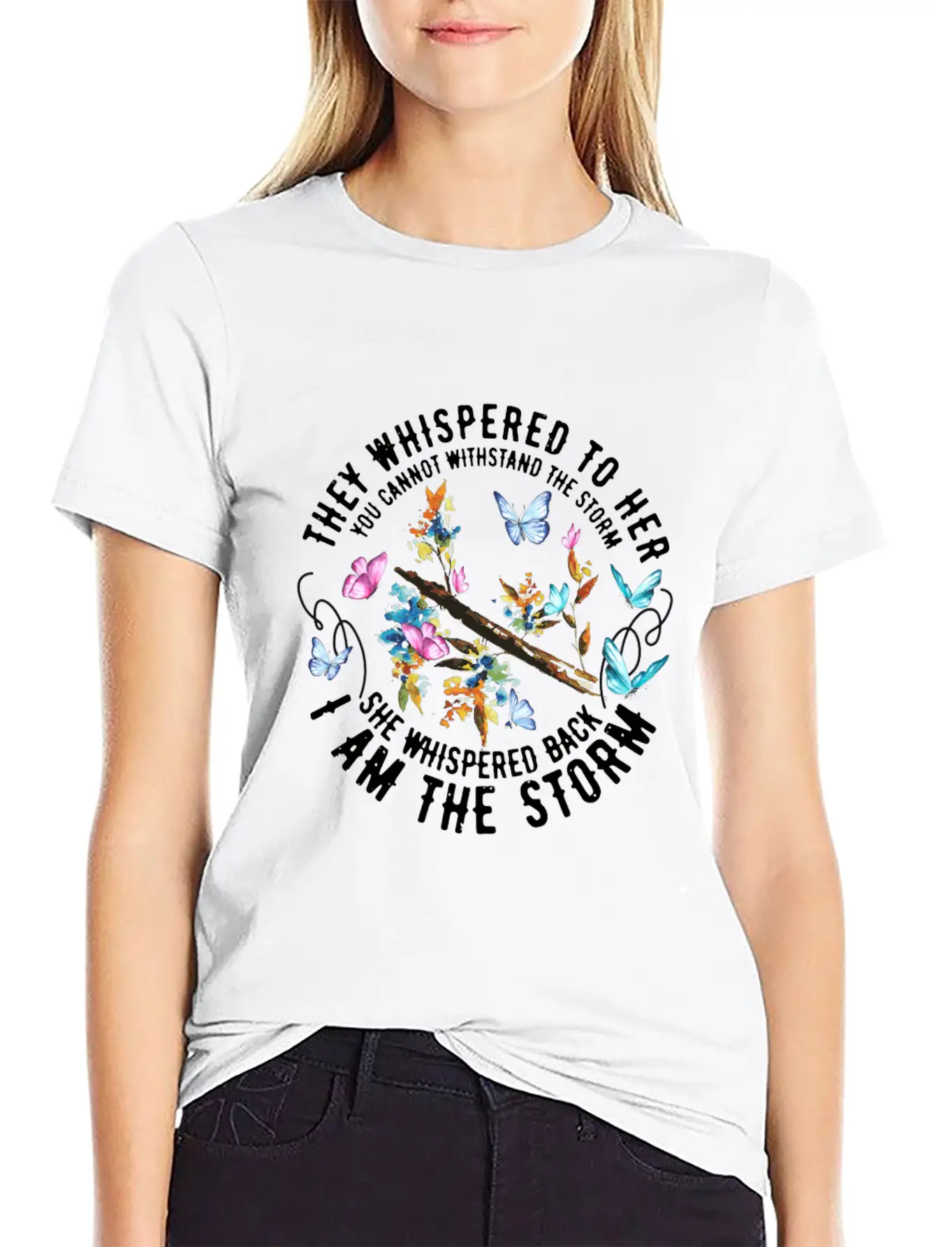 Colorful Butterflies I Am The Storm - Feminist Essential Cotton Tee For Daily Outfits ¨C Unisex Style