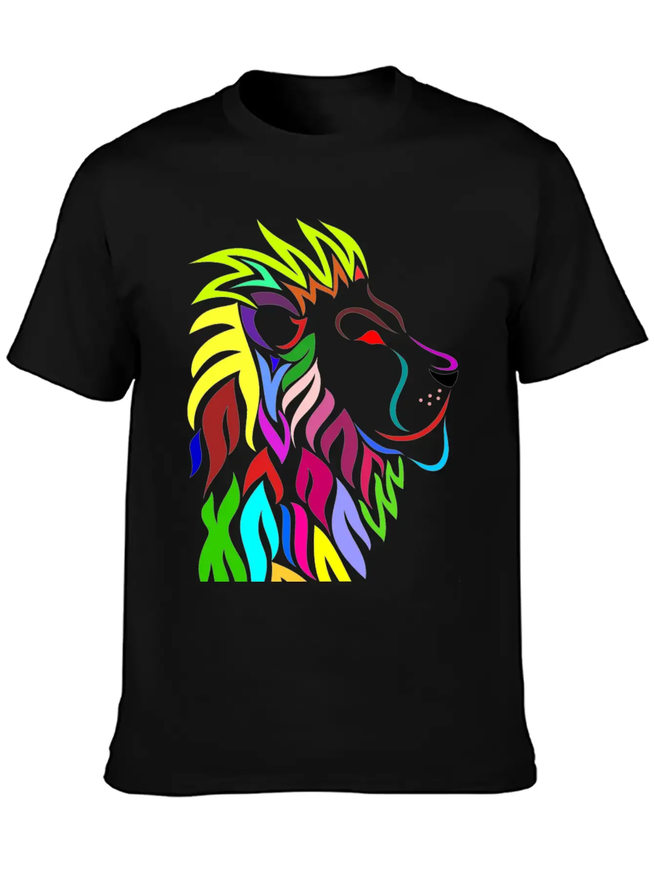 Colorful Lion Head Essential Cotton Tee For Daily Outfits ¨C Unisex Style