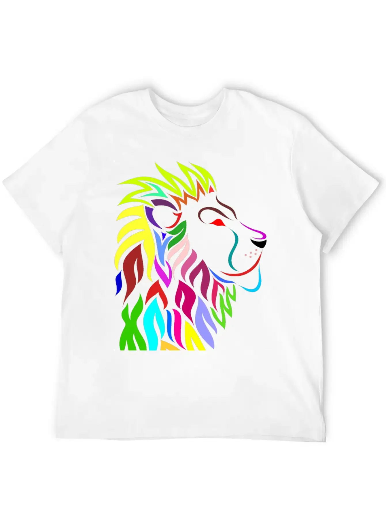 Colorful Lion Head Essential Cotton Tee For Daily Outfits ¨C Unisex Style