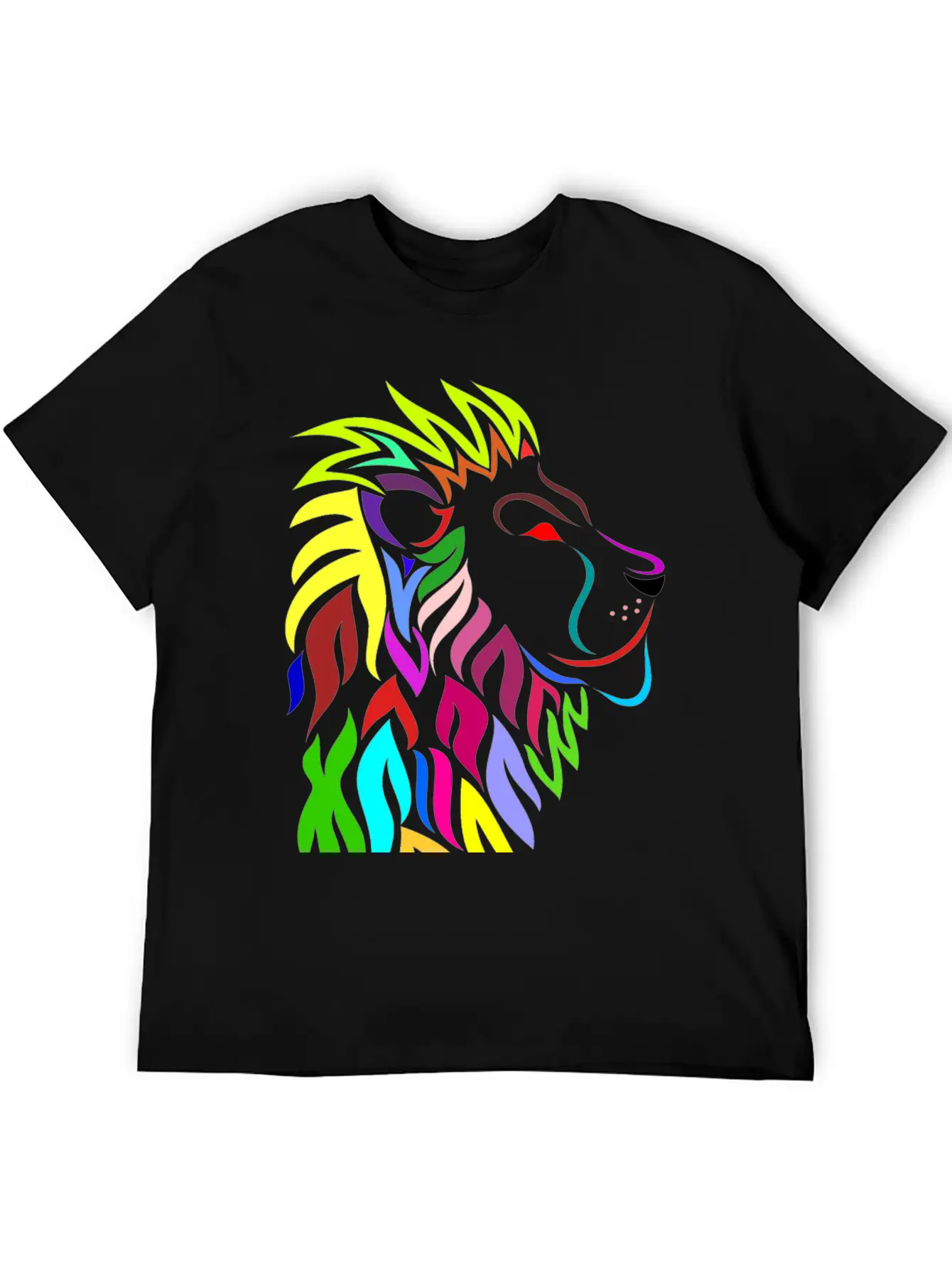 Colorful Lion Head Essential Cotton Tee For Daily Outfits ¨C Unisex Style