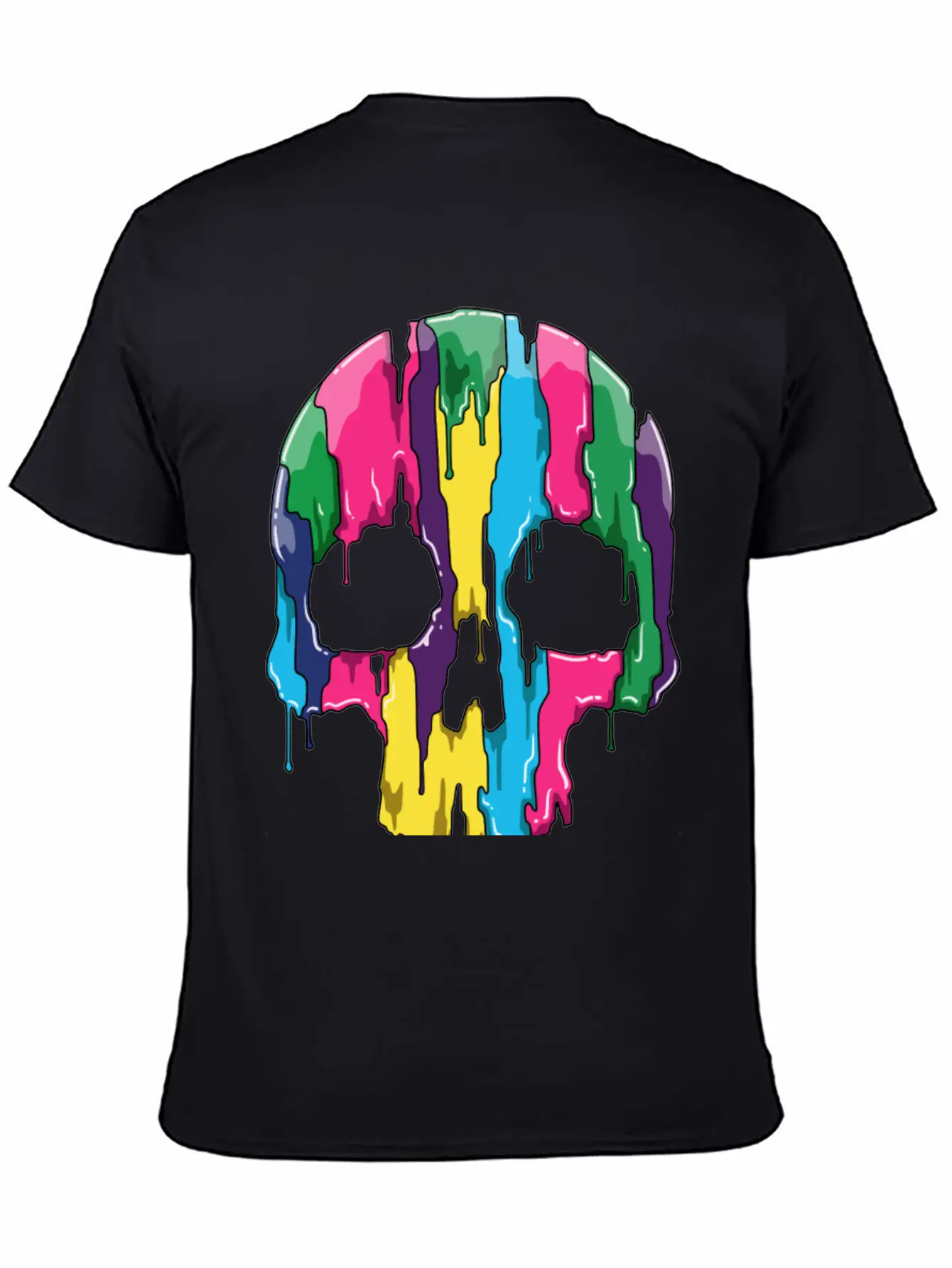 Colorful Skull Gradient With Watercolors Basic Graphic T-Shirt ¨C Daily Comfort In Soft Cotton