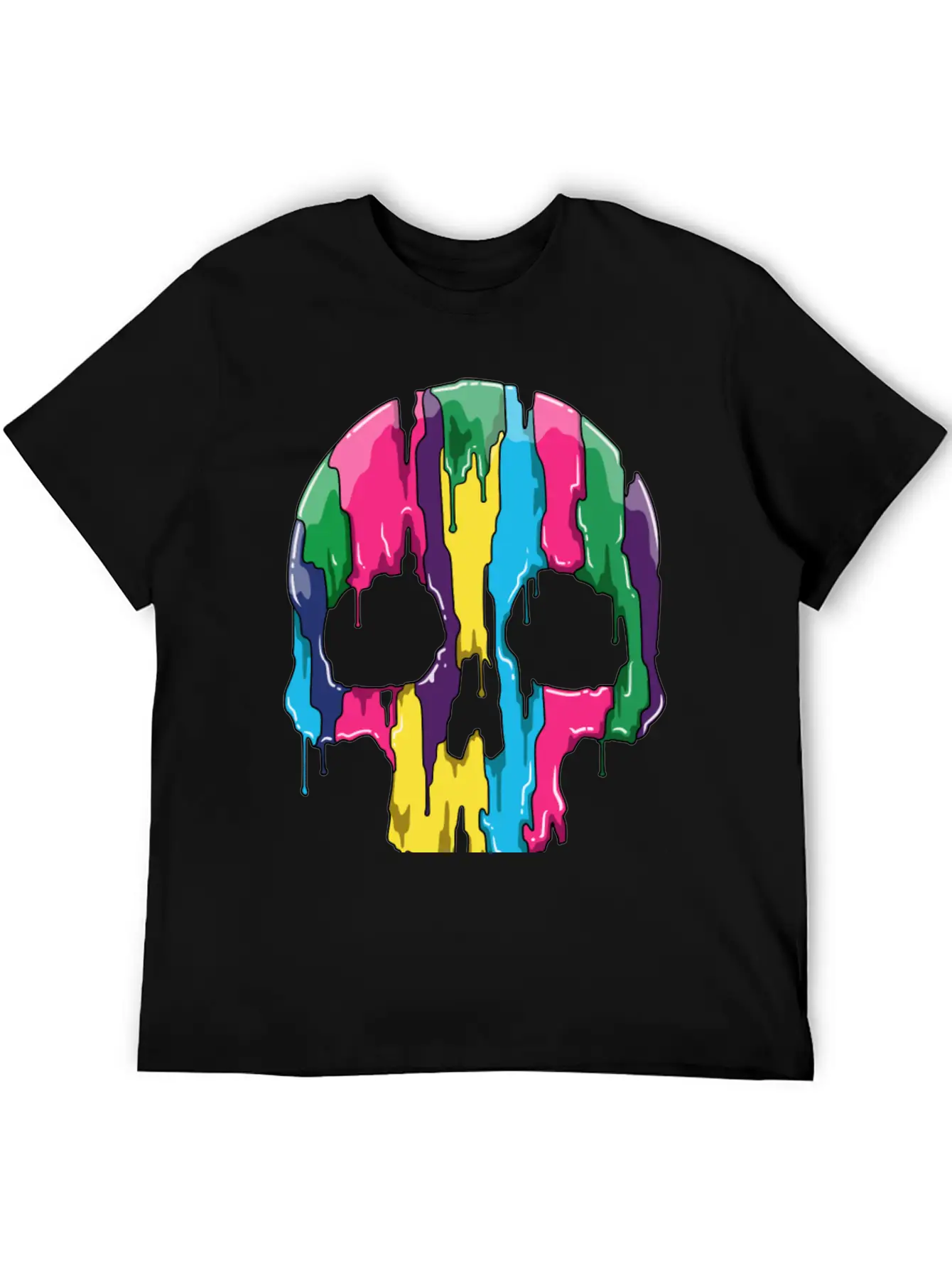 Colorful Skull Gradient With Watercolors Basic Graphic T-Shirt ¨C Daily Comfort In Soft Cotton