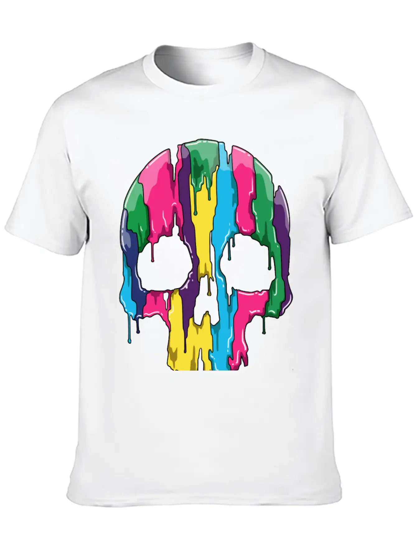 Colorful Skull Gradient With Watercolors Basic Graphic T-Shirt ¨C Daily Comfort In Soft Cotton