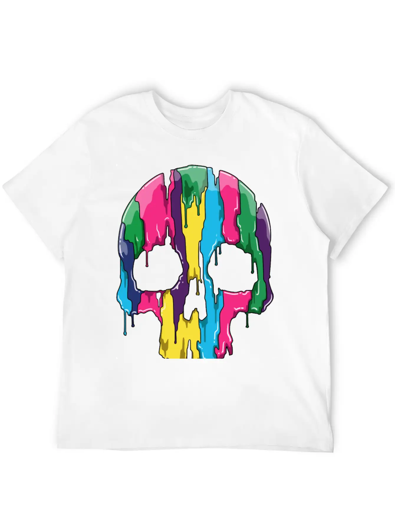 Colorful Skull Gradient With Watercolors Basic Graphic T-Shirt ¨C Daily Comfort In Soft Cotton