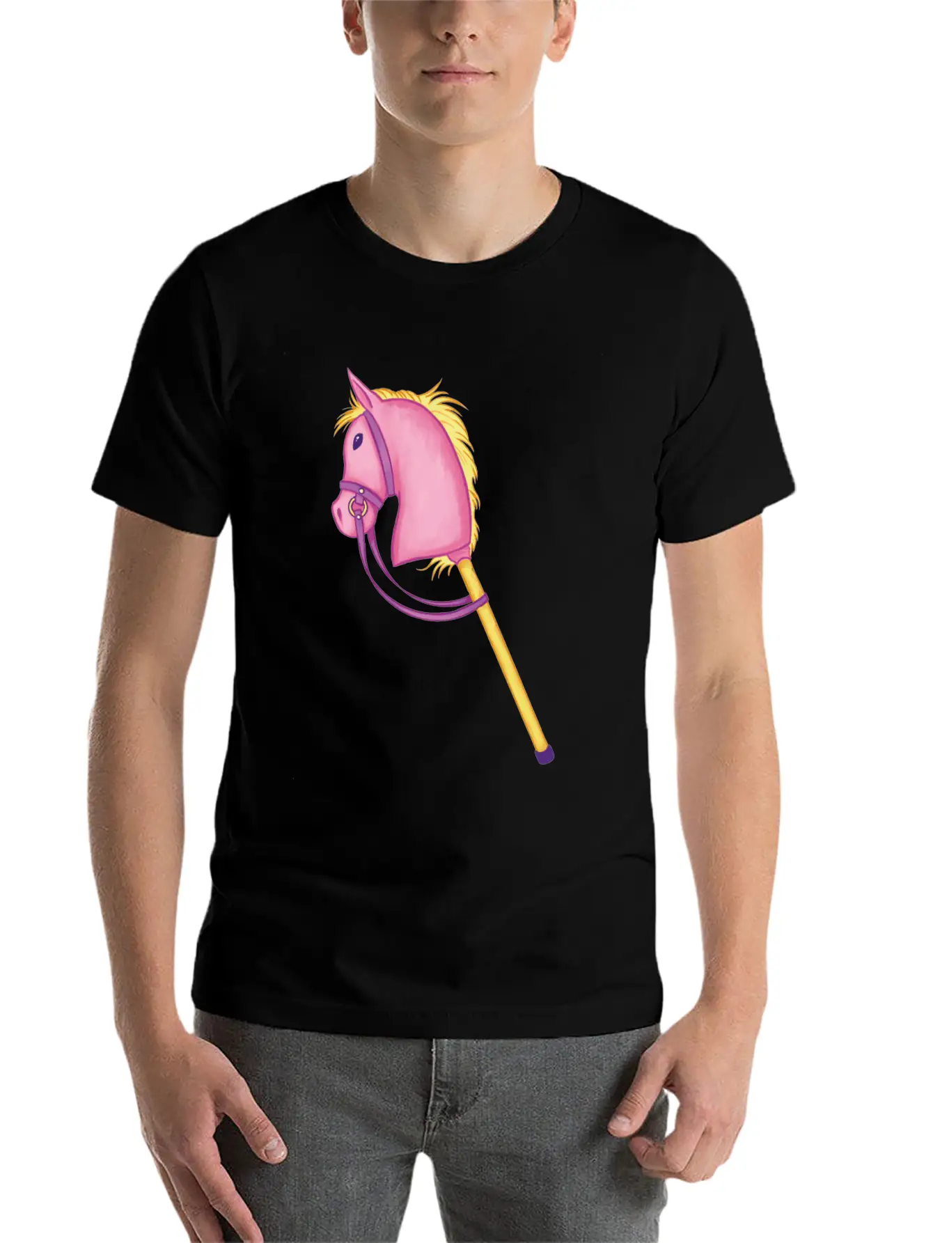 Colorful Stick Horse Cool Hobby Horse Gifts Essential Cotton Tee For Daily Outfits ¨C Unisex Style