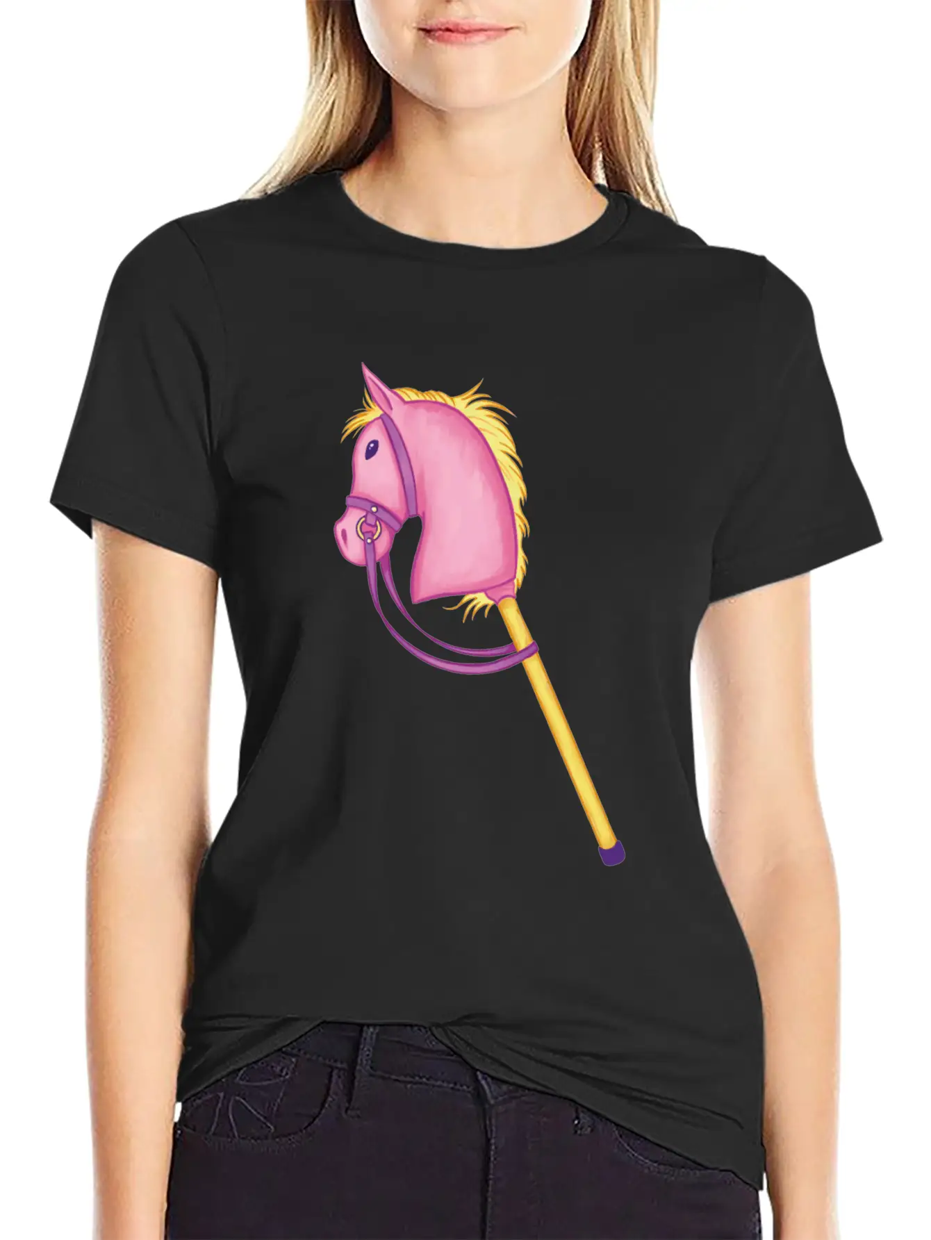 Colorful Stick Horse Cool Hobby Horse Gifts Essential Cotton Tee For Daily Outfits ¨C Unisex Style