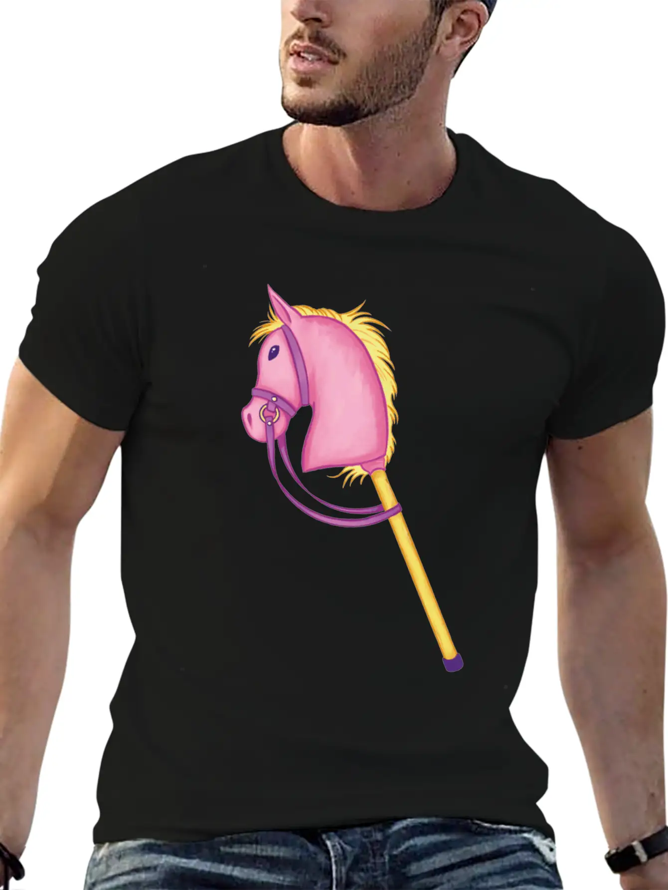 Colorful Stick Horse Cool Hobby Horse Gifts Essential Cotton Tee For Daily Outfits ¨C Unisex Style
