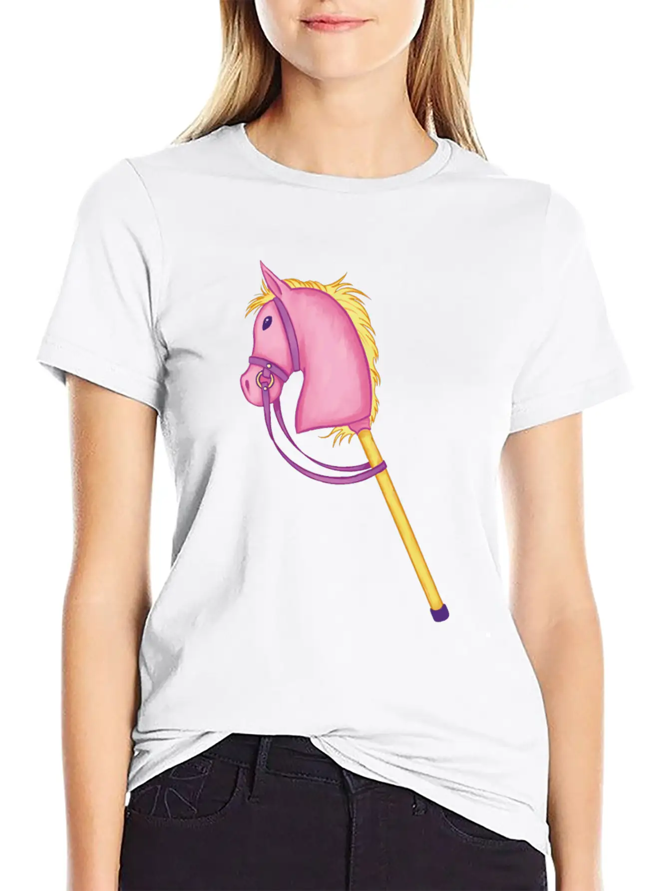 Colorful Stick Horse Cool Hobby Horse Gifts Essential Cotton Tee For Daily Outfits ¨C Unisex Style