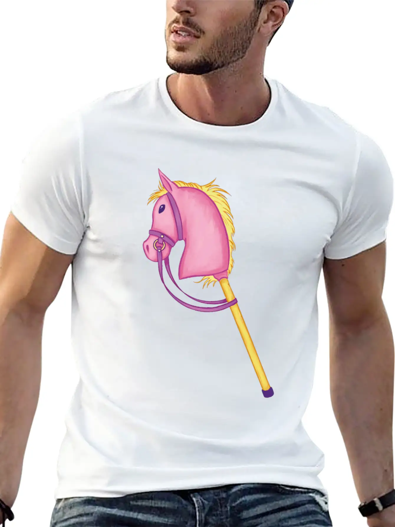Colorful Stick Horse Cool Hobby Horse Gifts Essential Cotton Tee For Daily Outfits ¨C Unisex Style