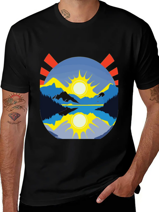Colorful Sunrise Over Mountains And Lake Soft Cotton Short Sleeve Tee ¨C Unisex Wardrobe Staple