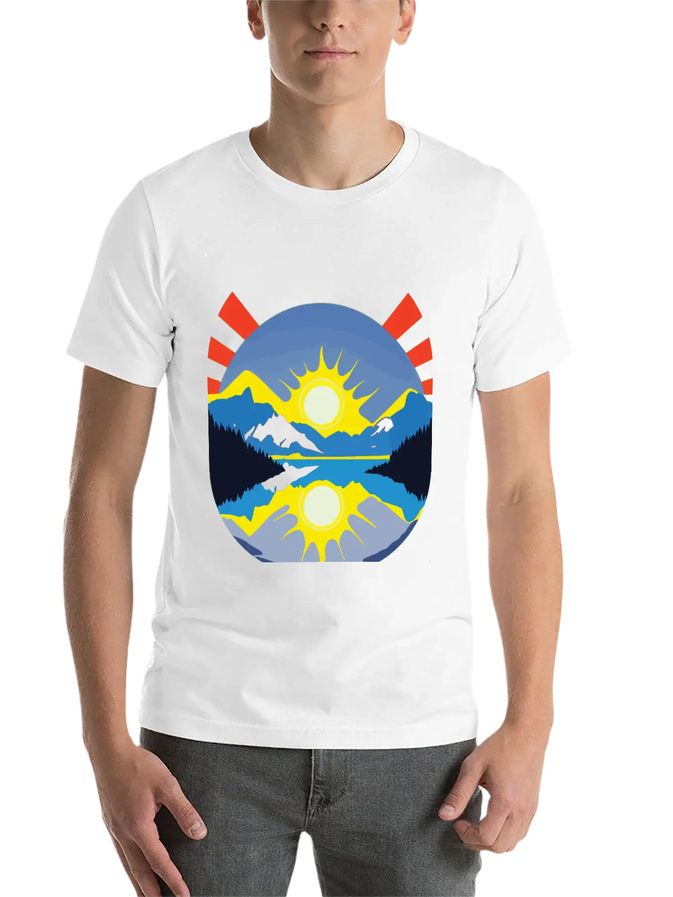 Colorful Sunrise Over Mountains And Lake Soft Cotton Short Sleeve Tee ¨C Unisex Wardrobe Staple