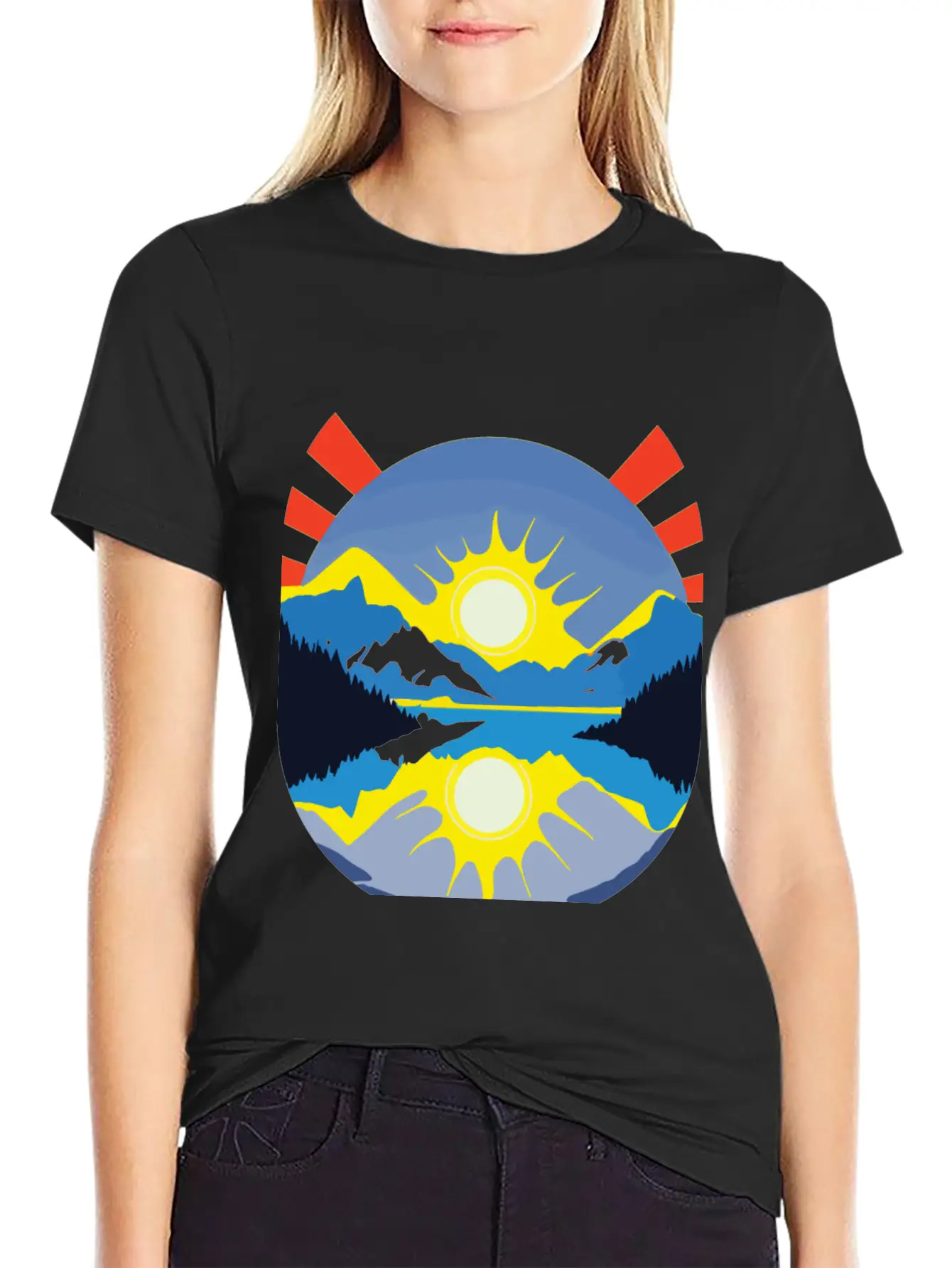 Colorful Sunrise Over Mountains And Lake Soft Cotton Short Sleeve Tee ¨C Unisex Wardrobe Staple