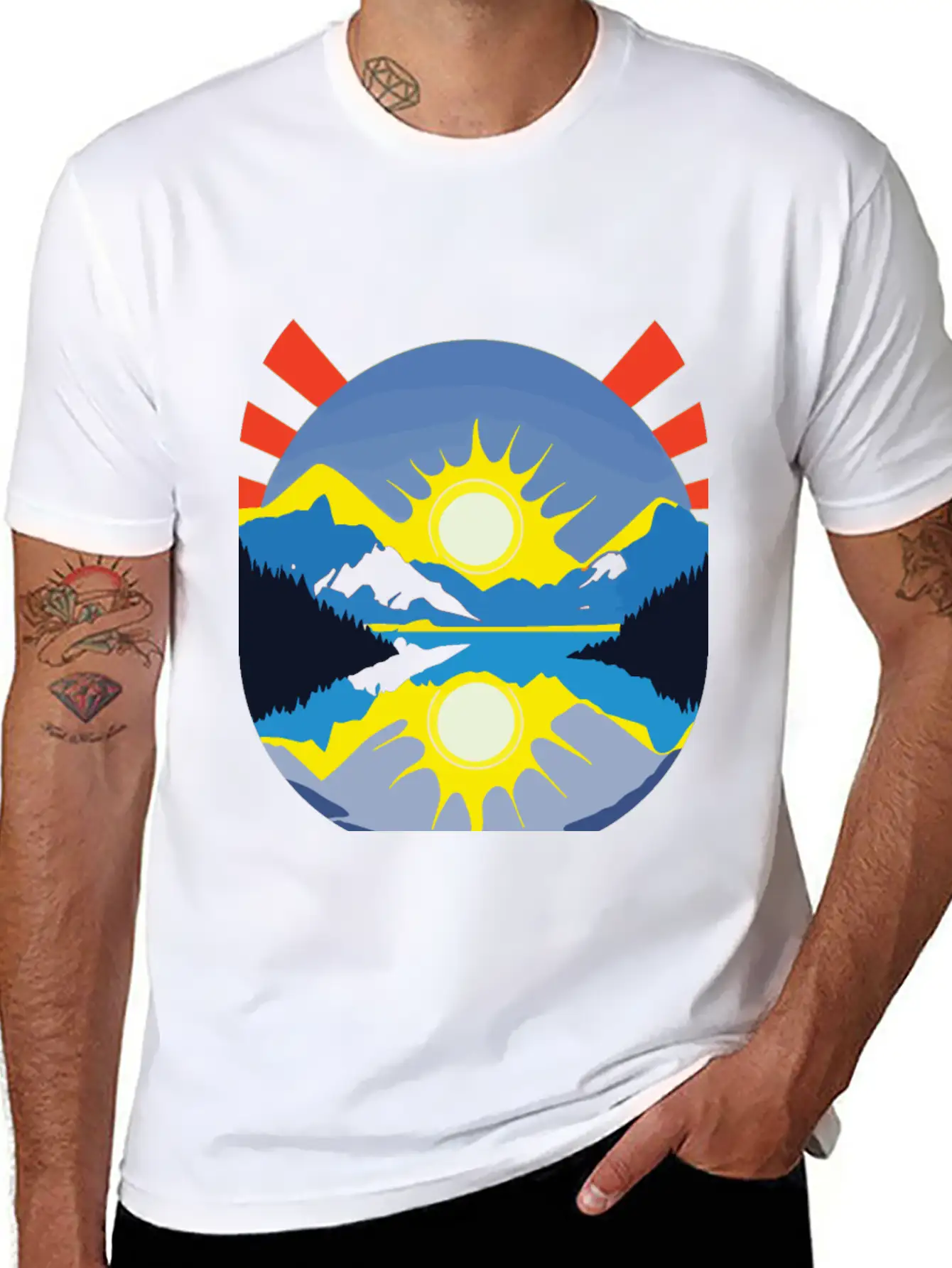 Colorful Sunrise Over Mountains And Lake Soft Cotton Short Sleeve Tee ¨C Unisex Wardrobe Staple