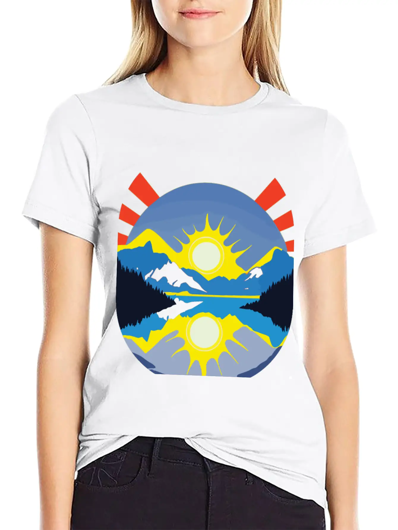 Colorful Sunrise Over Mountains And Lake Soft Cotton Short Sleeve Tee ¨C Unisex Wardrobe Staple