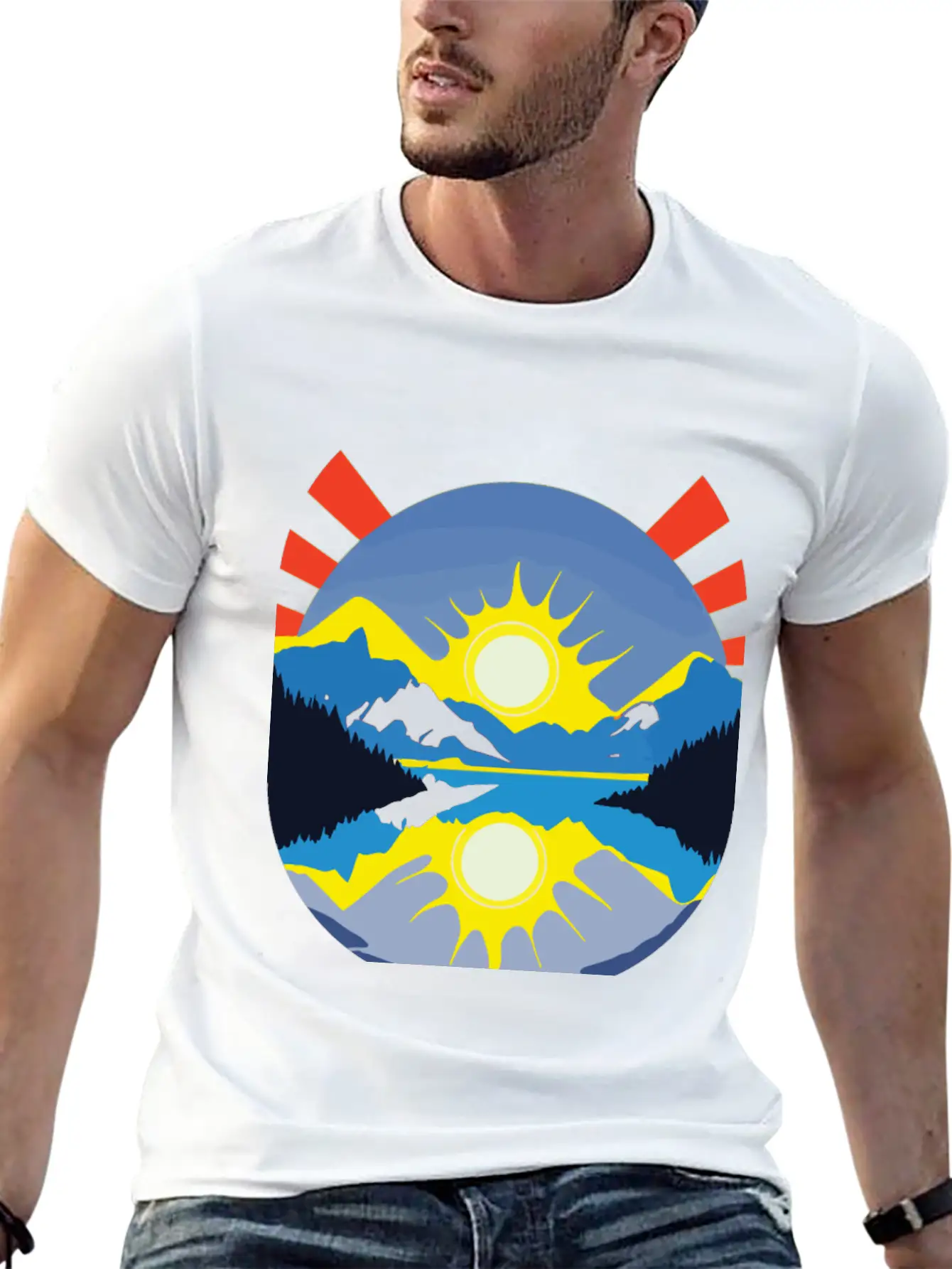 Colorful Sunrise Over Mountains And Lake Soft Cotton Short Sleeve Tee ¨C Unisex Wardrobe Staple