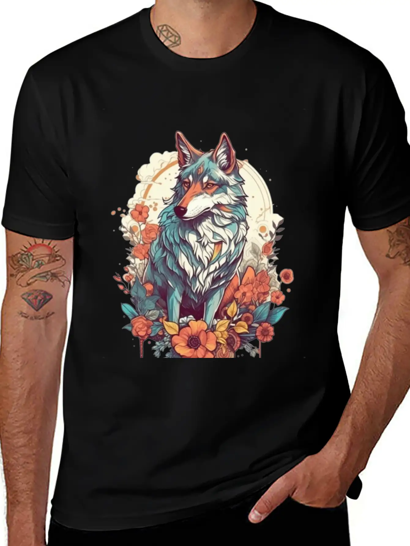 Colorful Wolf Essential Cotton Tee For Daily Outfits ¨C Unisex Style