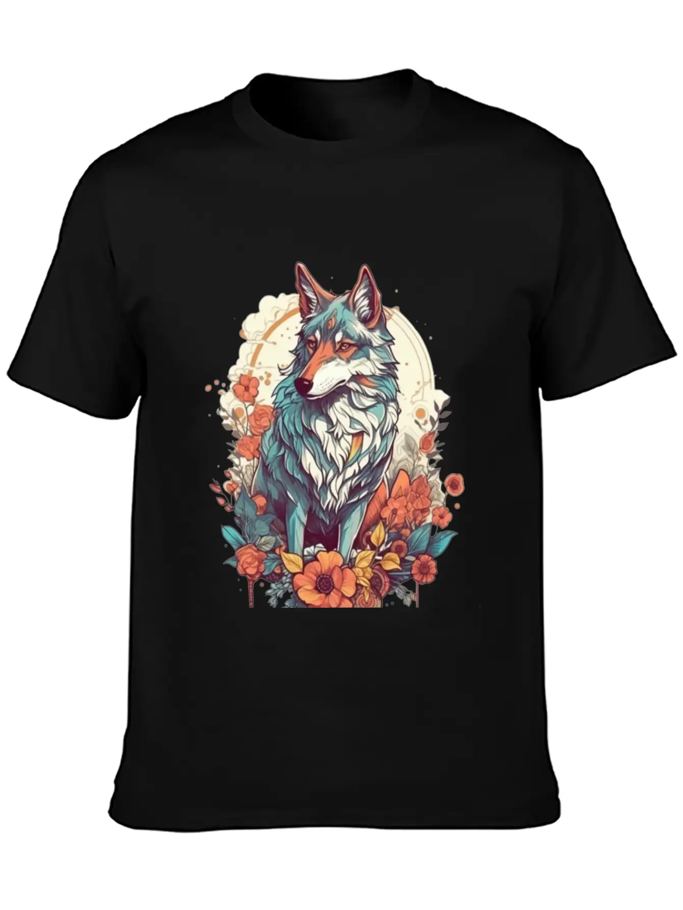 Colorful Wolf Essential Cotton Tee For Daily Outfits ¨C Unisex Style