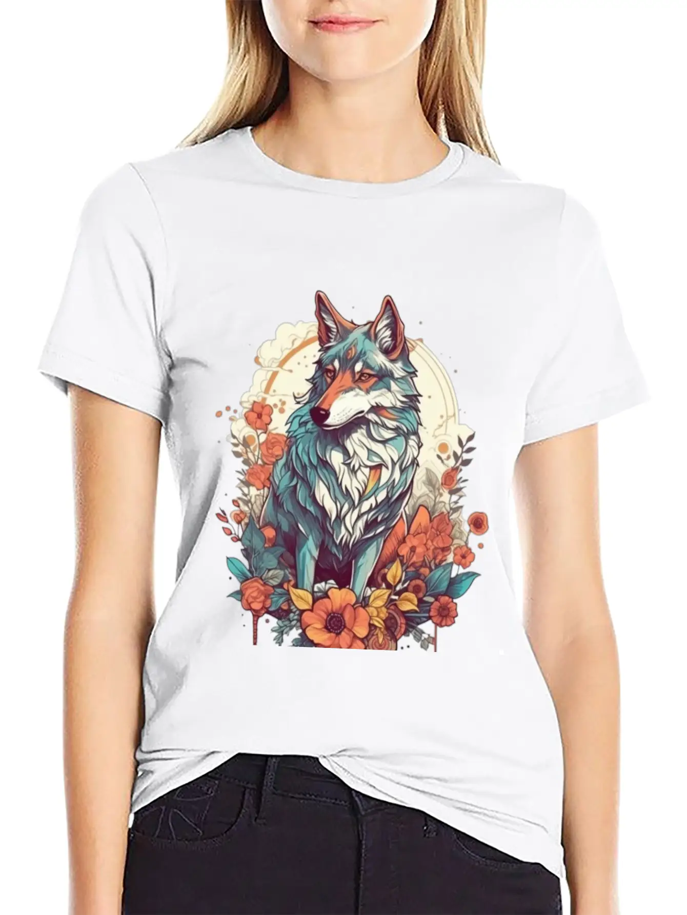 Colorful Wolf Essential Cotton Tee For Daily Outfits ¨C Unisex Style