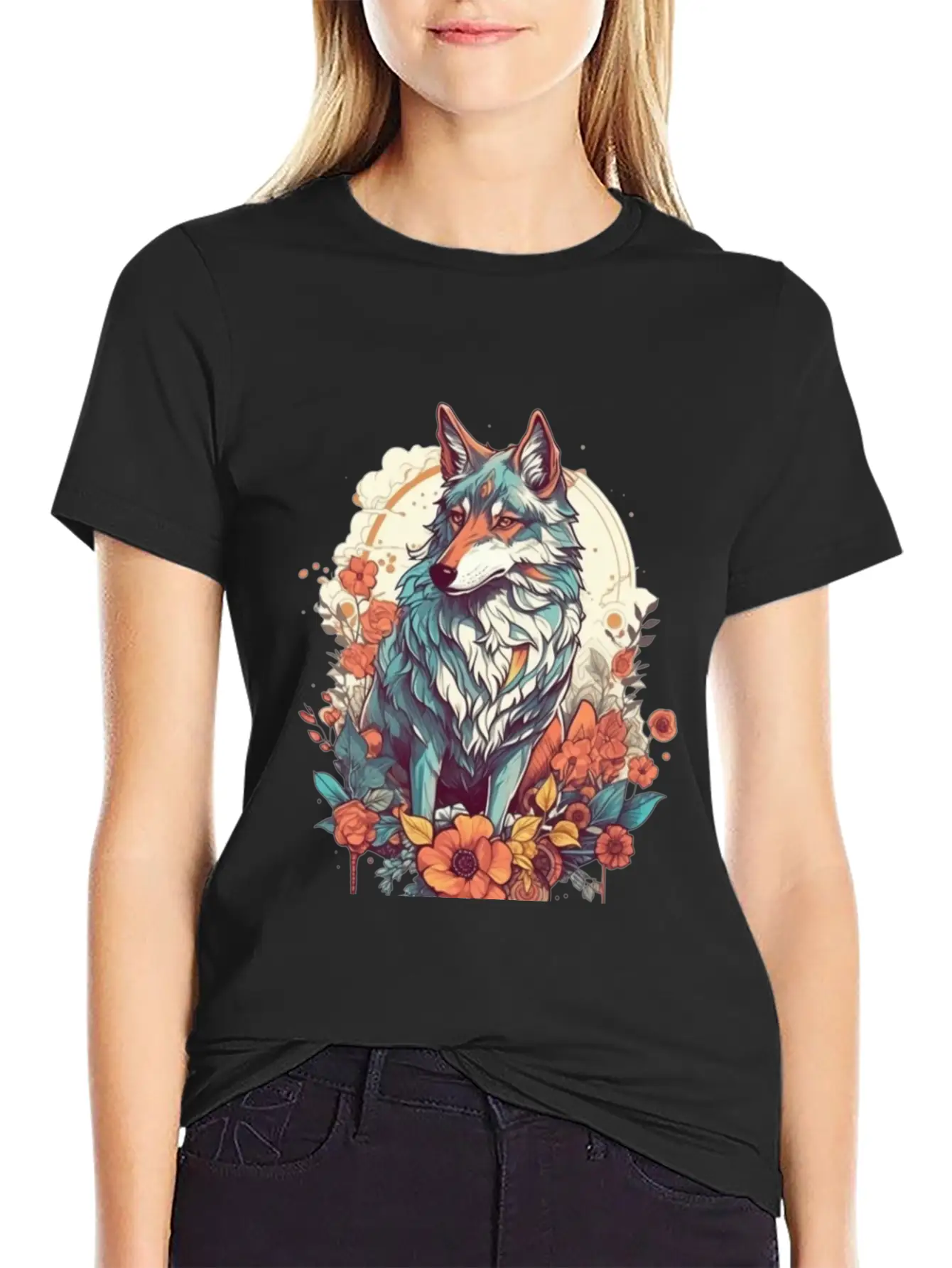 Colorful Wolf Essential Cotton Tee For Daily Outfits ¨C Unisex Style