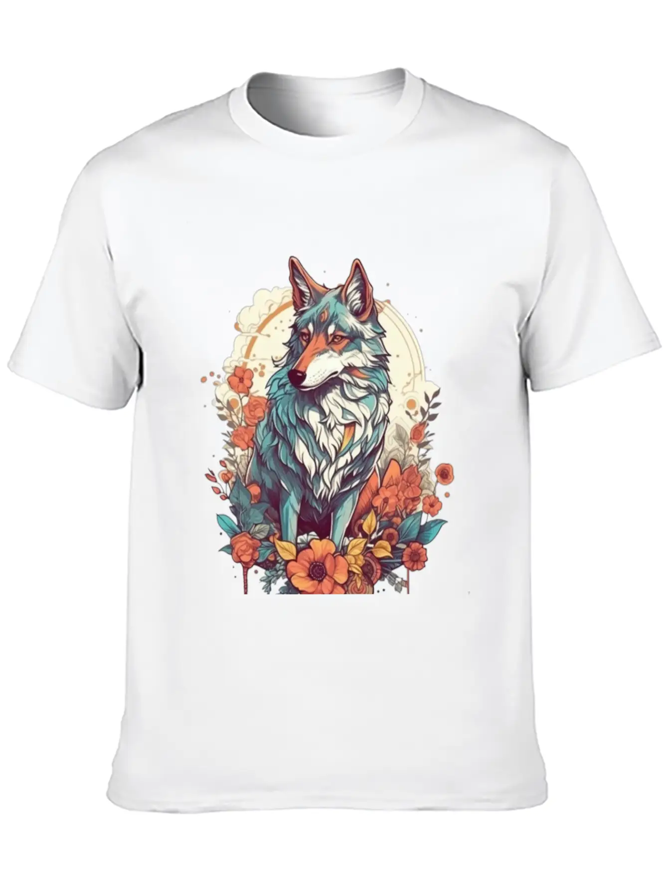 Colorful Wolf Essential Cotton Tee For Daily Outfits ¨C Unisex Style