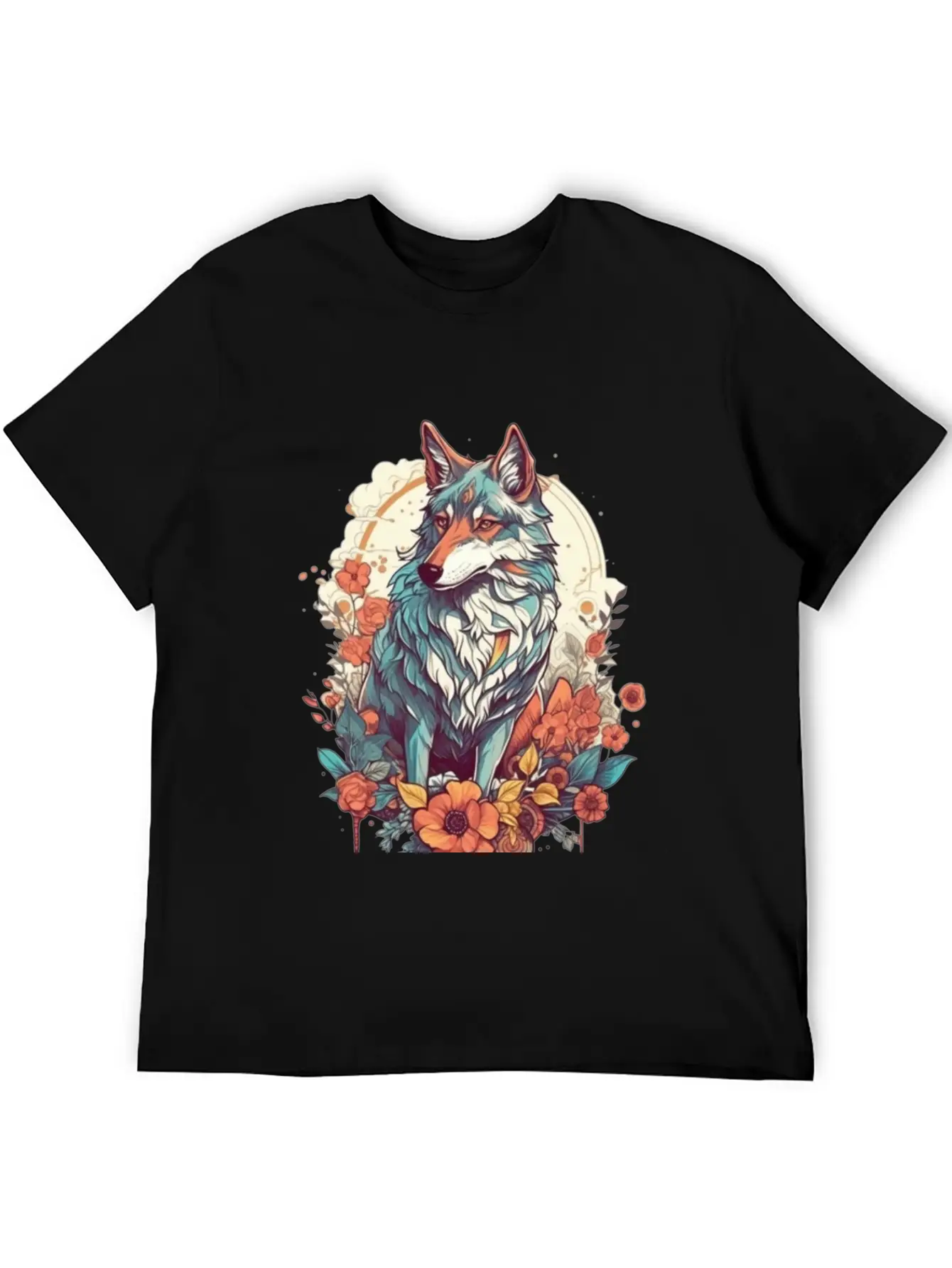 Colorful Wolf Essential Cotton Tee For Daily Outfits ¨C Unisex Style
