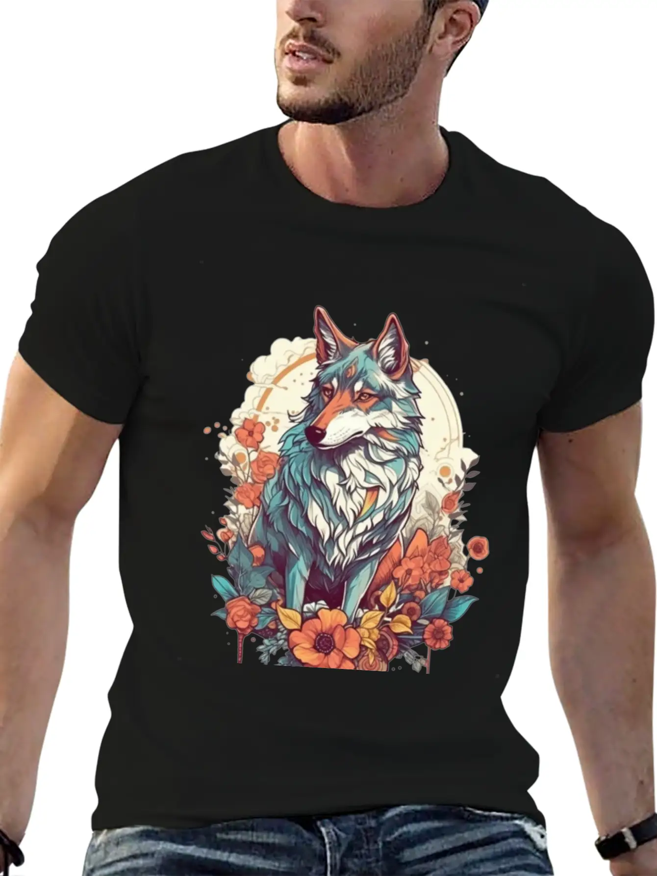 Colorful Wolf Essential Cotton Tee For Daily Outfits ¨C Unisex Style