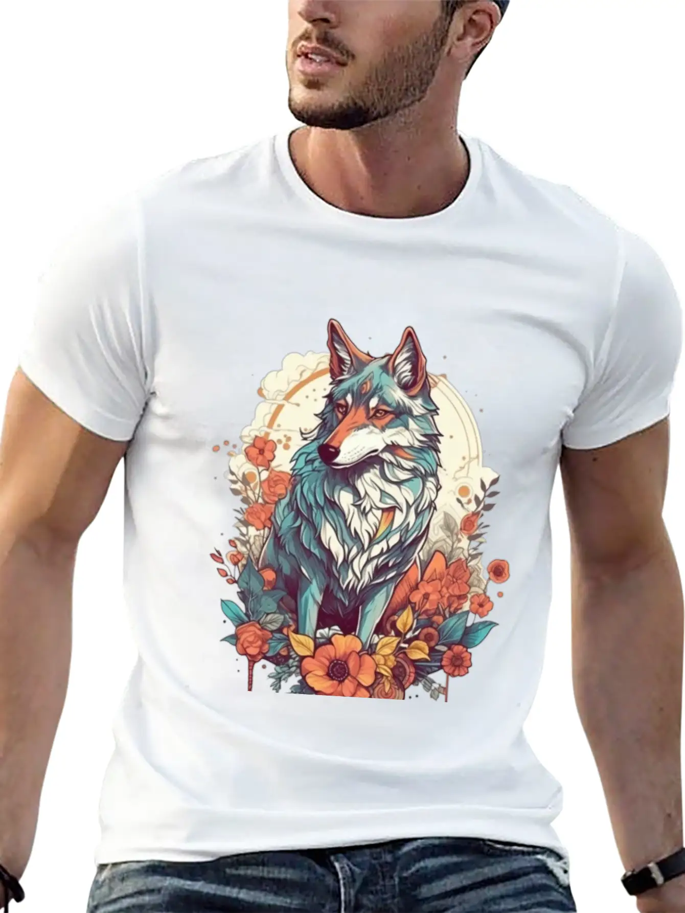 Colorful Wolf Essential Cotton Tee For Daily Outfits ¨C Unisex Style