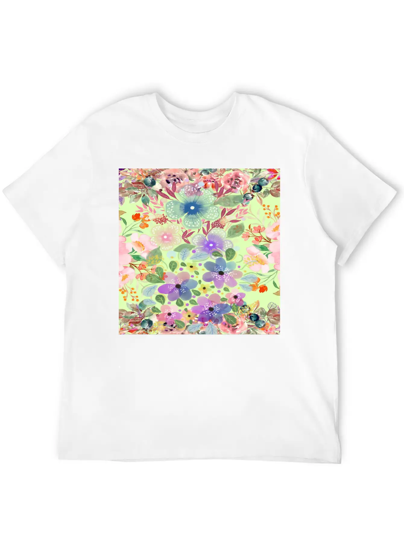 Colrful Floral Pattern Soft Cotton Short Sleeve Tee ¨C Unisex Wardrobe Staple