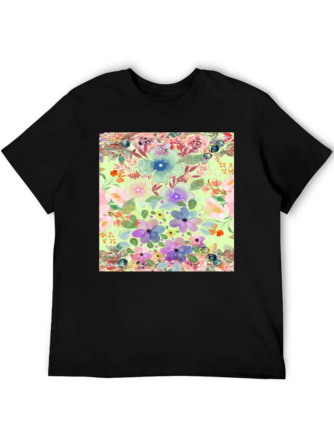 Colrful Floral Pattern Soft Cotton Short Sleeve Tee ¨C Unisex Wardrobe Staple