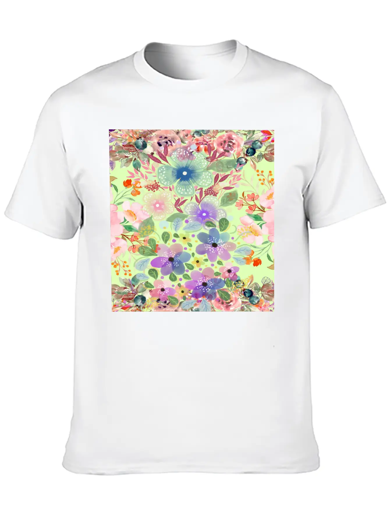 Colrful Floral Pattern Soft Cotton Short Sleeve Tee ¨C Unisex Wardrobe Staple