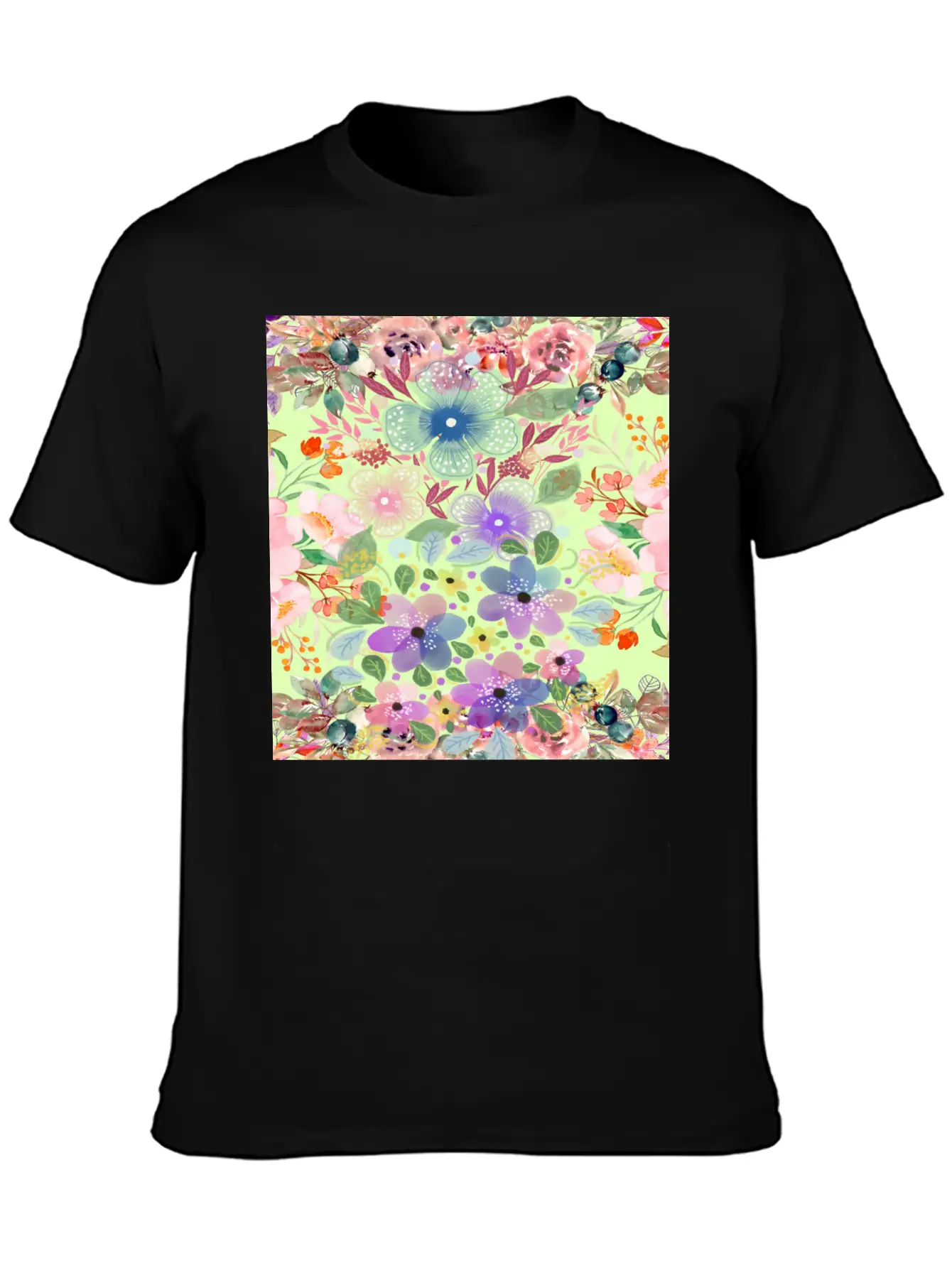 Colrful Floral Pattern Soft Cotton Short Sleeve Tee ¨C Unisex Wardrobe Staple