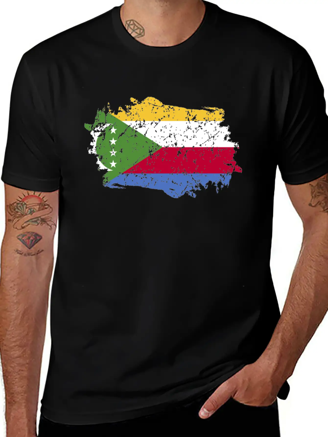 Comoros Flag Grunge Country Flag Comoros Soft Cotton Short Sleeve Tee ¨C Unisex Wardrobe Staple