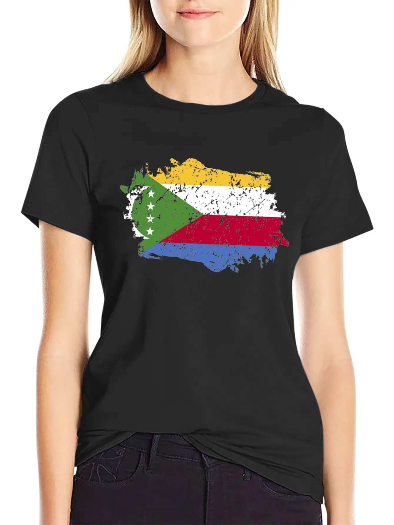 Comoros Flag Grunge Country Flag Comoros Soft Cotton Short Sleeve Tee ¨C Unisex Wardrobe Staple