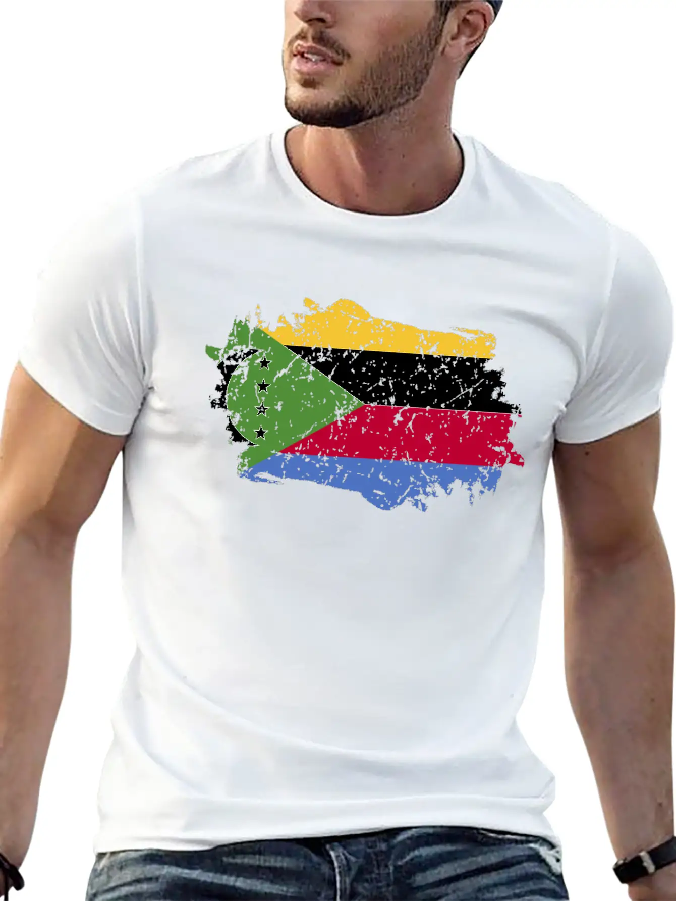 Comoros Flag Grunge Country Flag Comoros Soft Cotton Short Sleeve Tee ¨C Unisex Wardrobe Staple