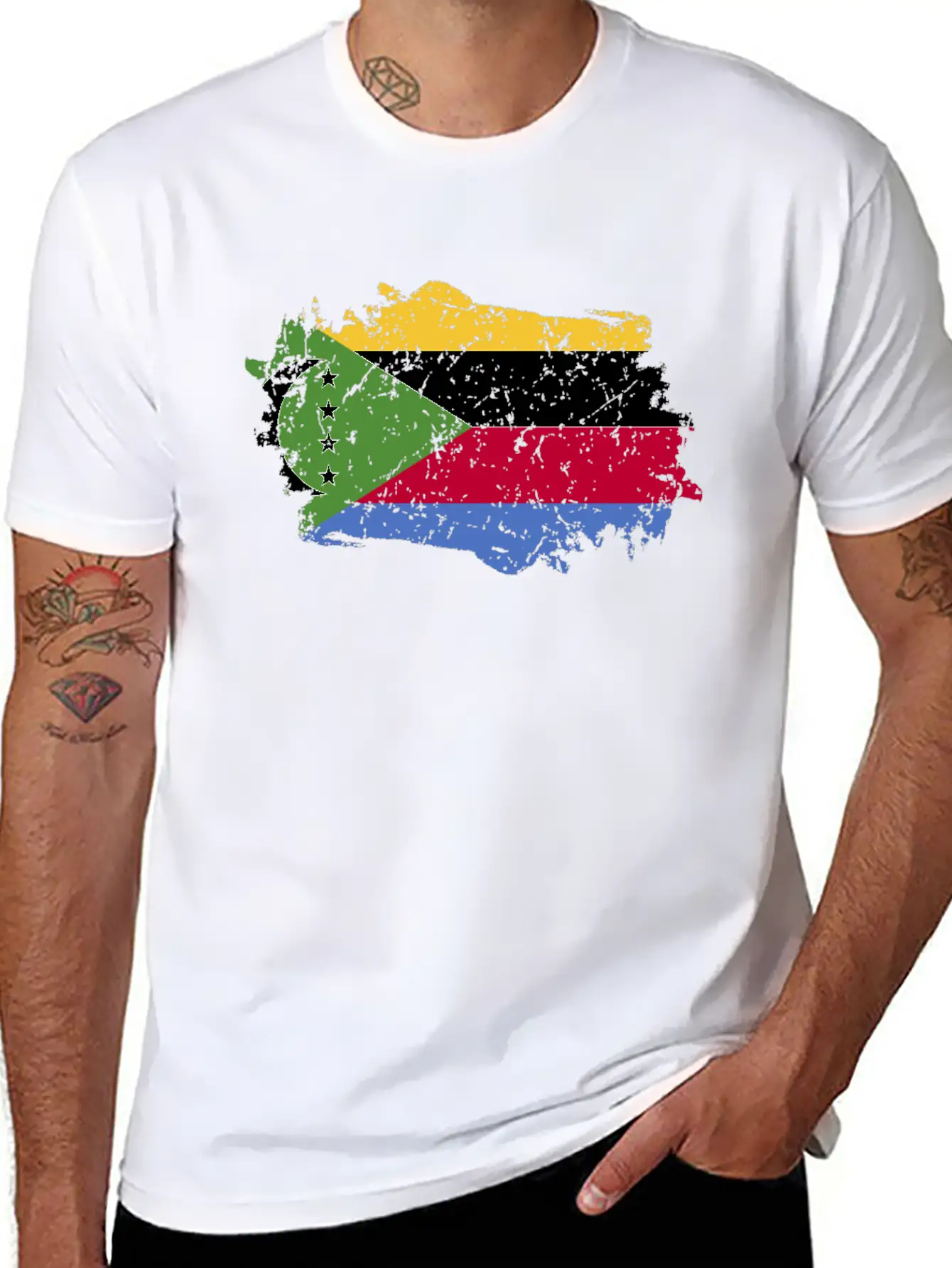 Comoros Flag Grunge Country Flag Comoros Soft Cotton Short Sleeve Tee ¨C Unisex Wardrobe Staple