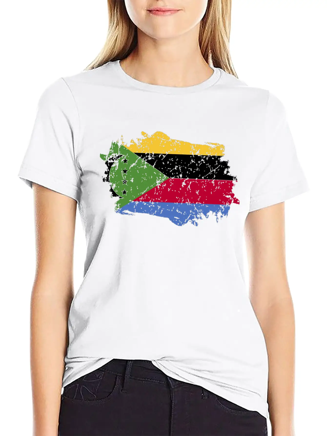 Comoros Flag Grunge Country Flag Comoros Soft Cotton Short Sleeve Tee ¨C Unisex Wardrobe Staple