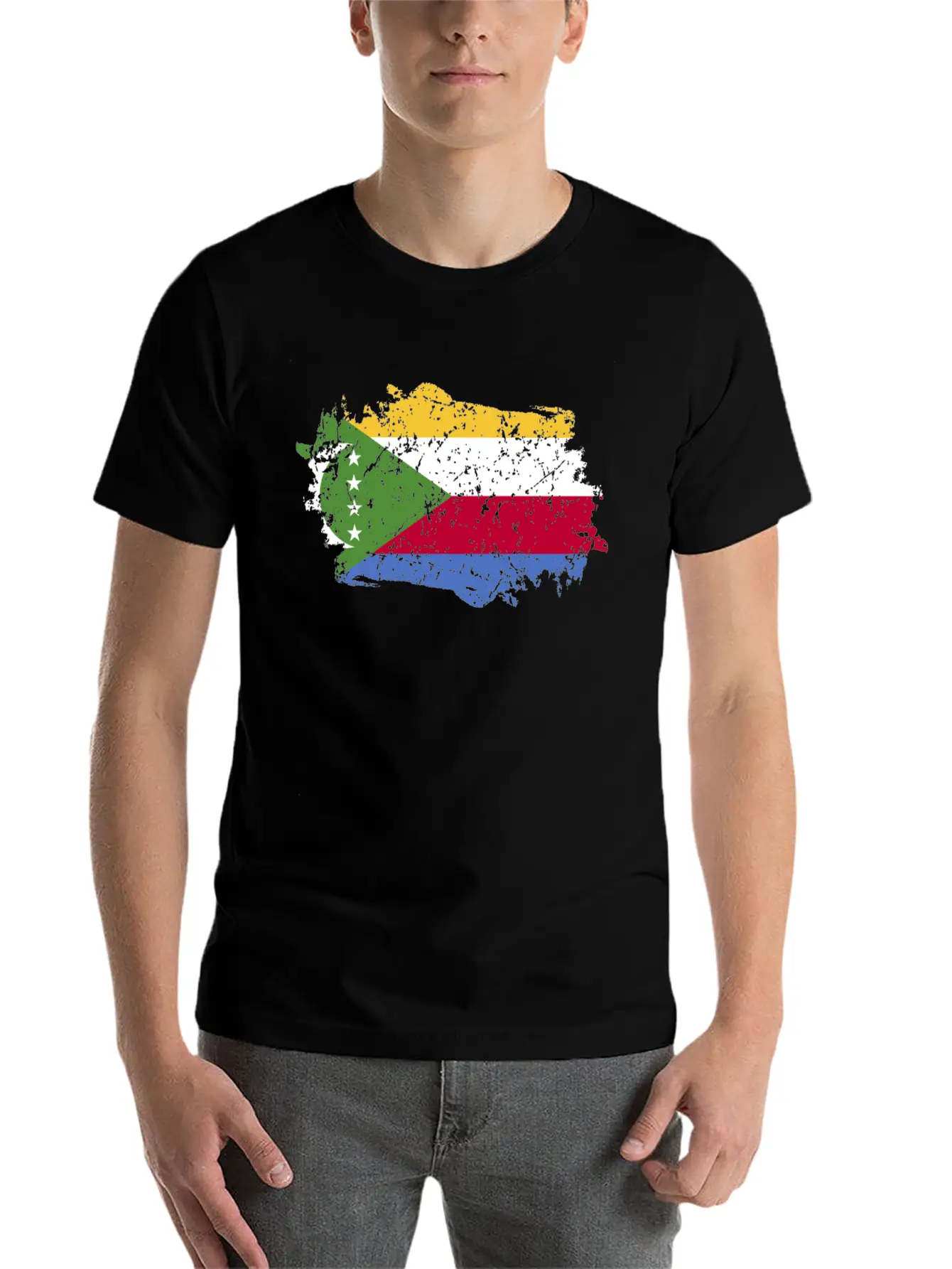 Comoros Flag Grunge Country Flag Comoros Soft Cotton Short Sleeve Tee ¨C Unisex Wardrobe Staple