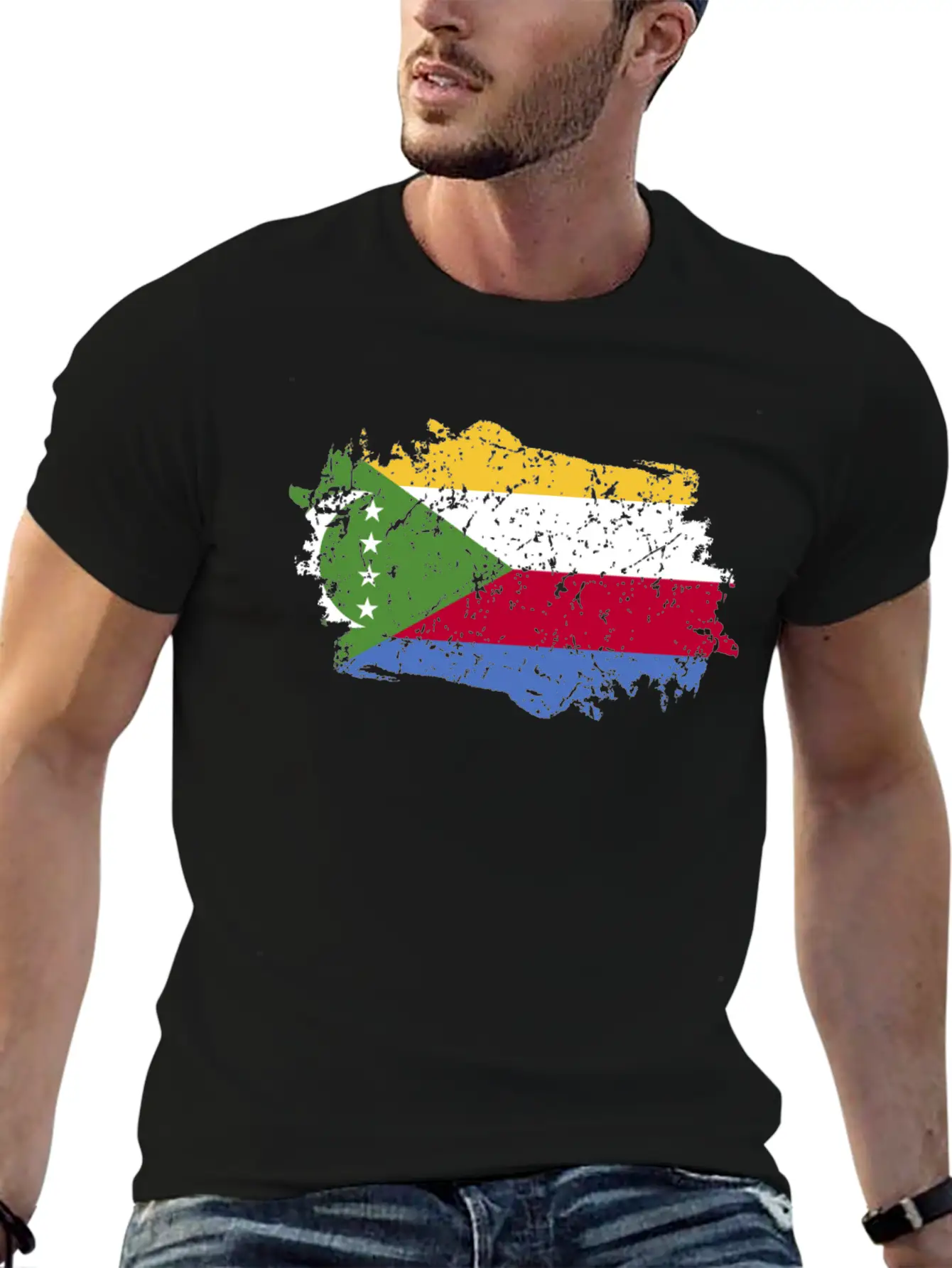 Comoros Flag Grunge Country Flag Comoros Soft Cotton Short Sleeve Tee ¨C Unisex Wardrobe Staple