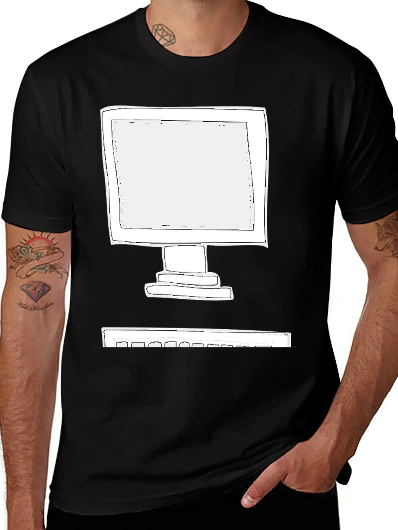 Computer With Keyboard Basic Graphic T-Shirt ¨C Daily Comfort In Soft Cotton