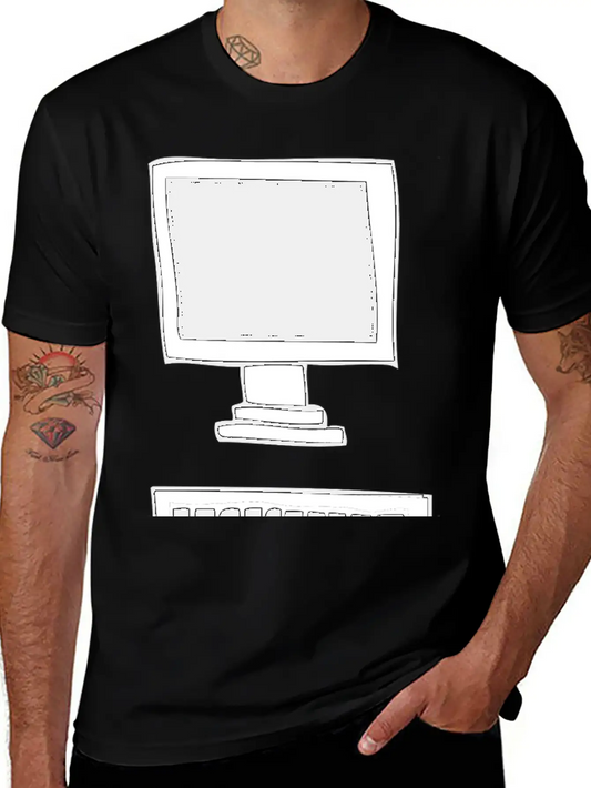 Computer With Keyboard Basic Graphic T-Shirt ¨C Daily Comfort In Soft Cotton