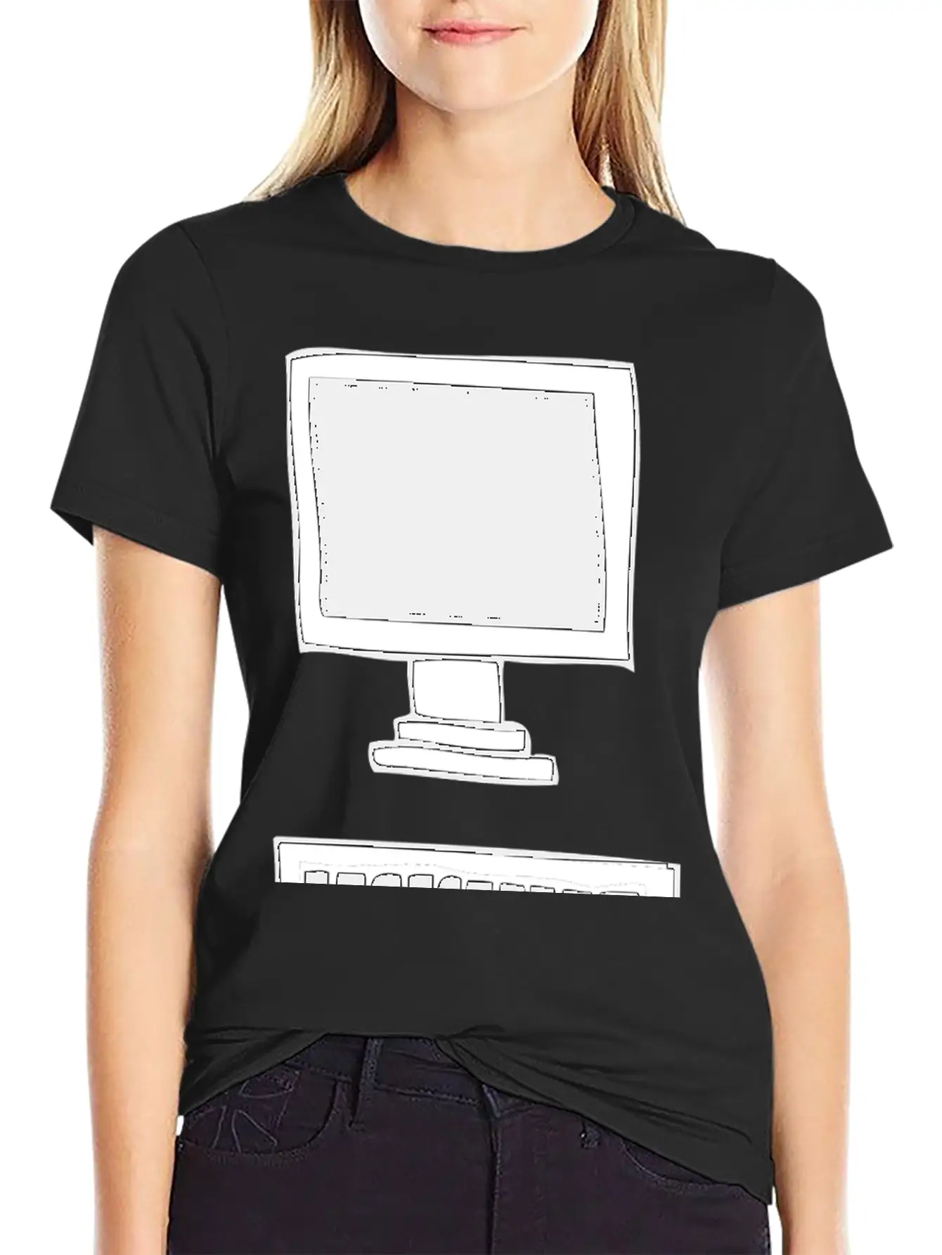 Computer With Keyboard Basic Graphic T-Shirt ¨C Daily Comfort In Soft Cotton