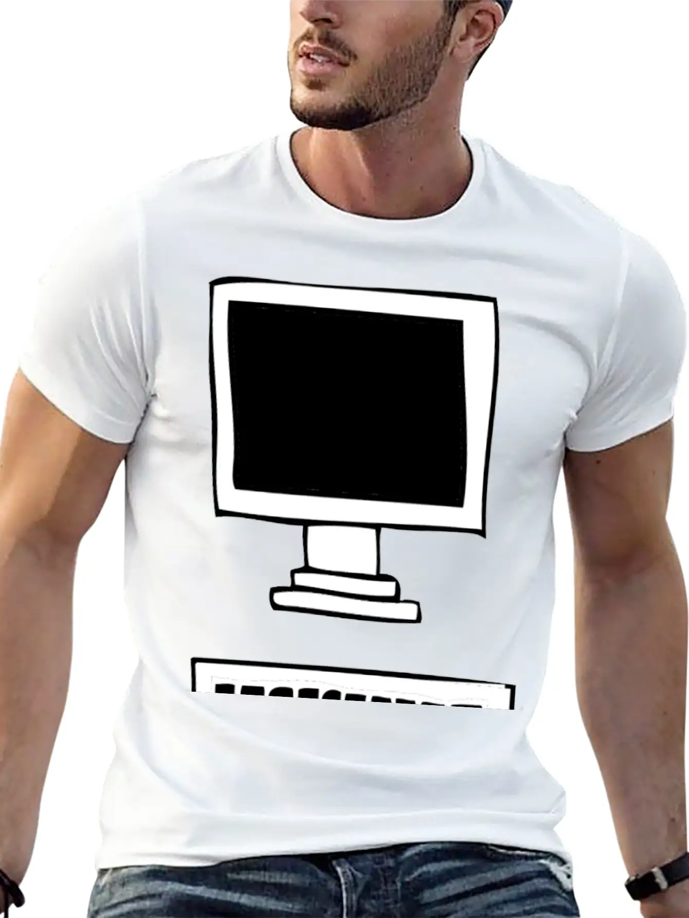 Computer With Keyboard Basic Graphic T-Shirt ¨C Daily Comfort In Soft Cotton
