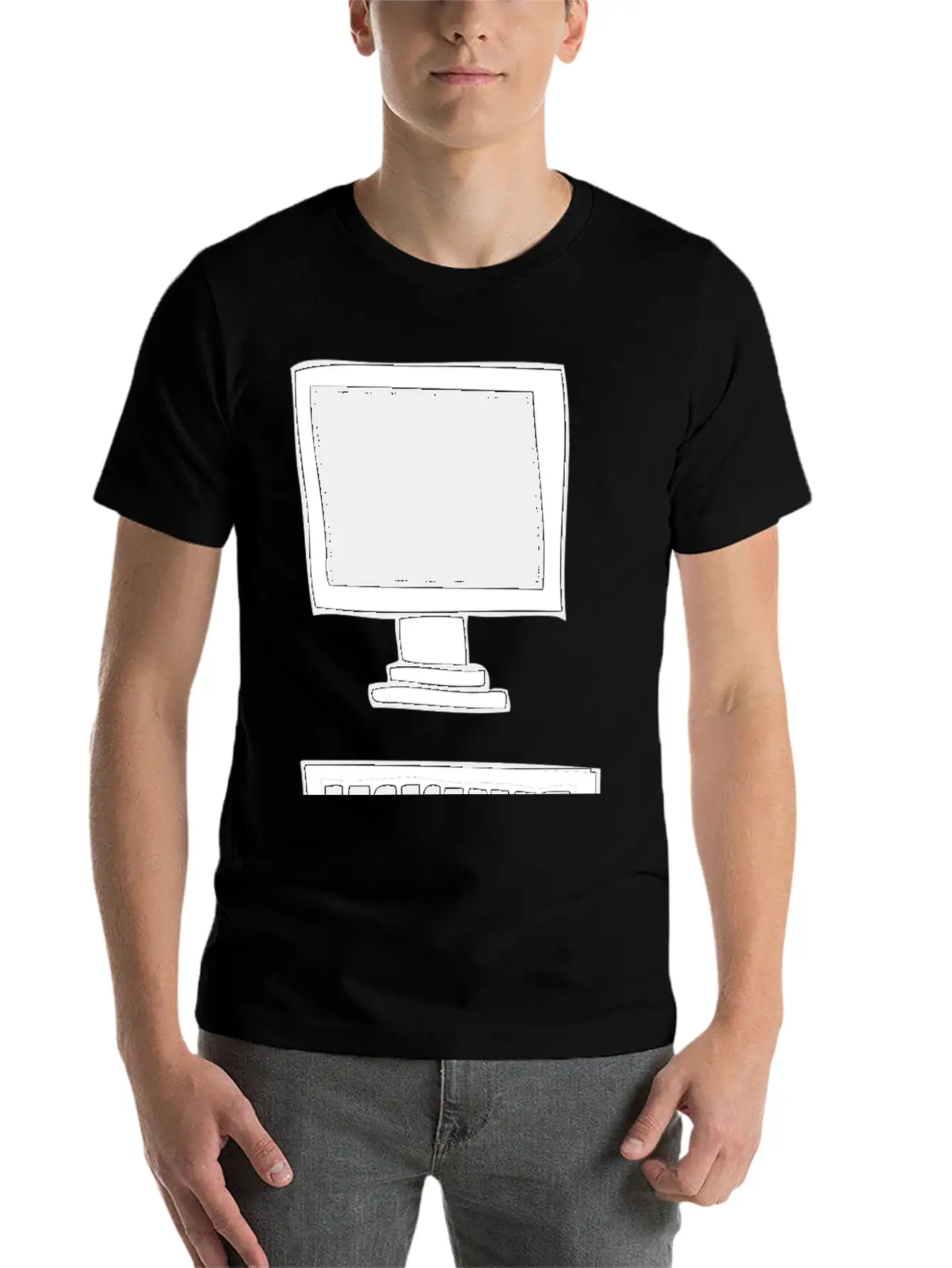 Computer With Keyboard Basic Graphic T-Shirt ¨C Daily Comfort In Soft Cotton