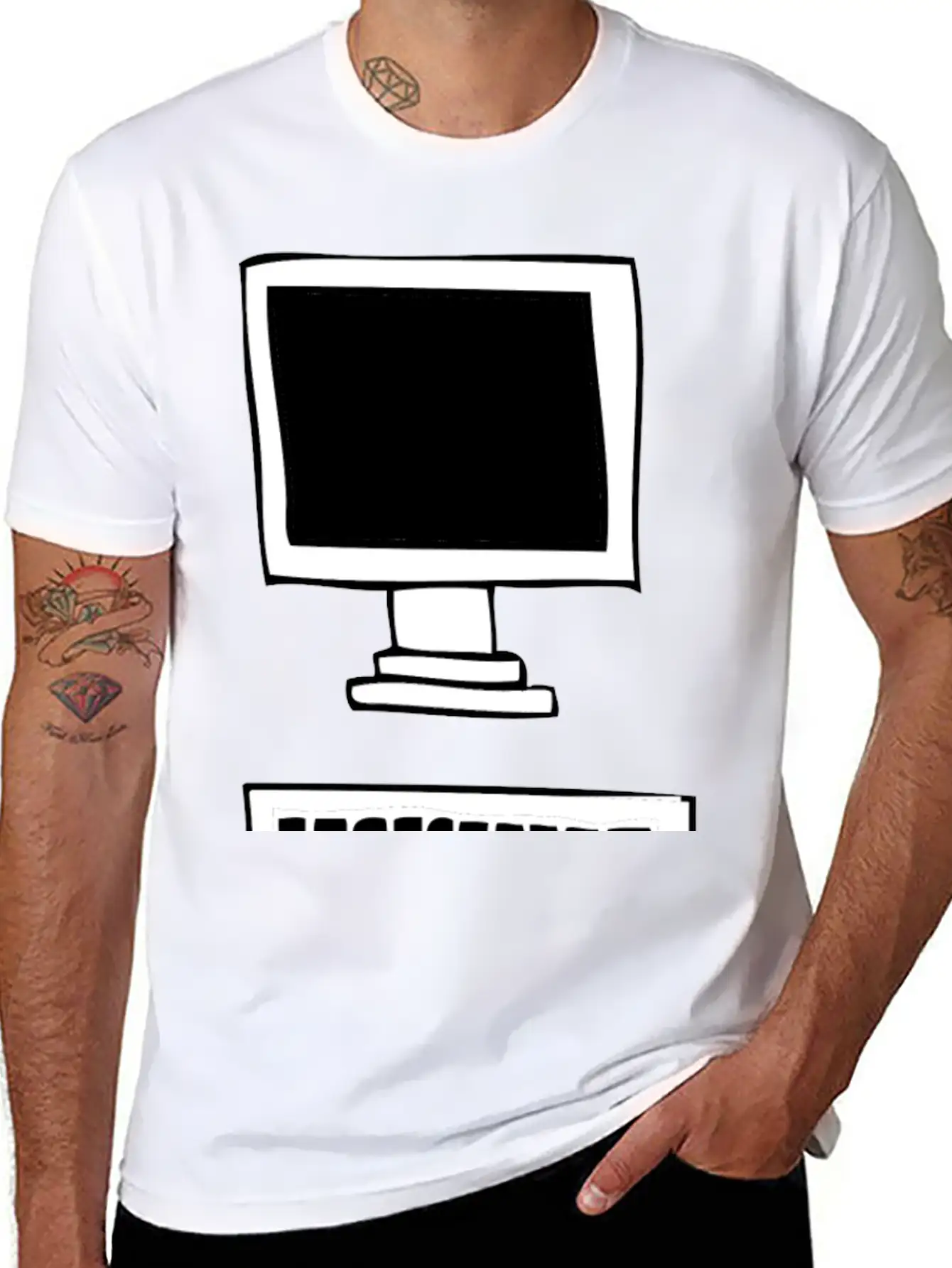 Computer With Keyboard Basic Graphic T-Shirt ¨C Daily Comfort In Soft Cotton