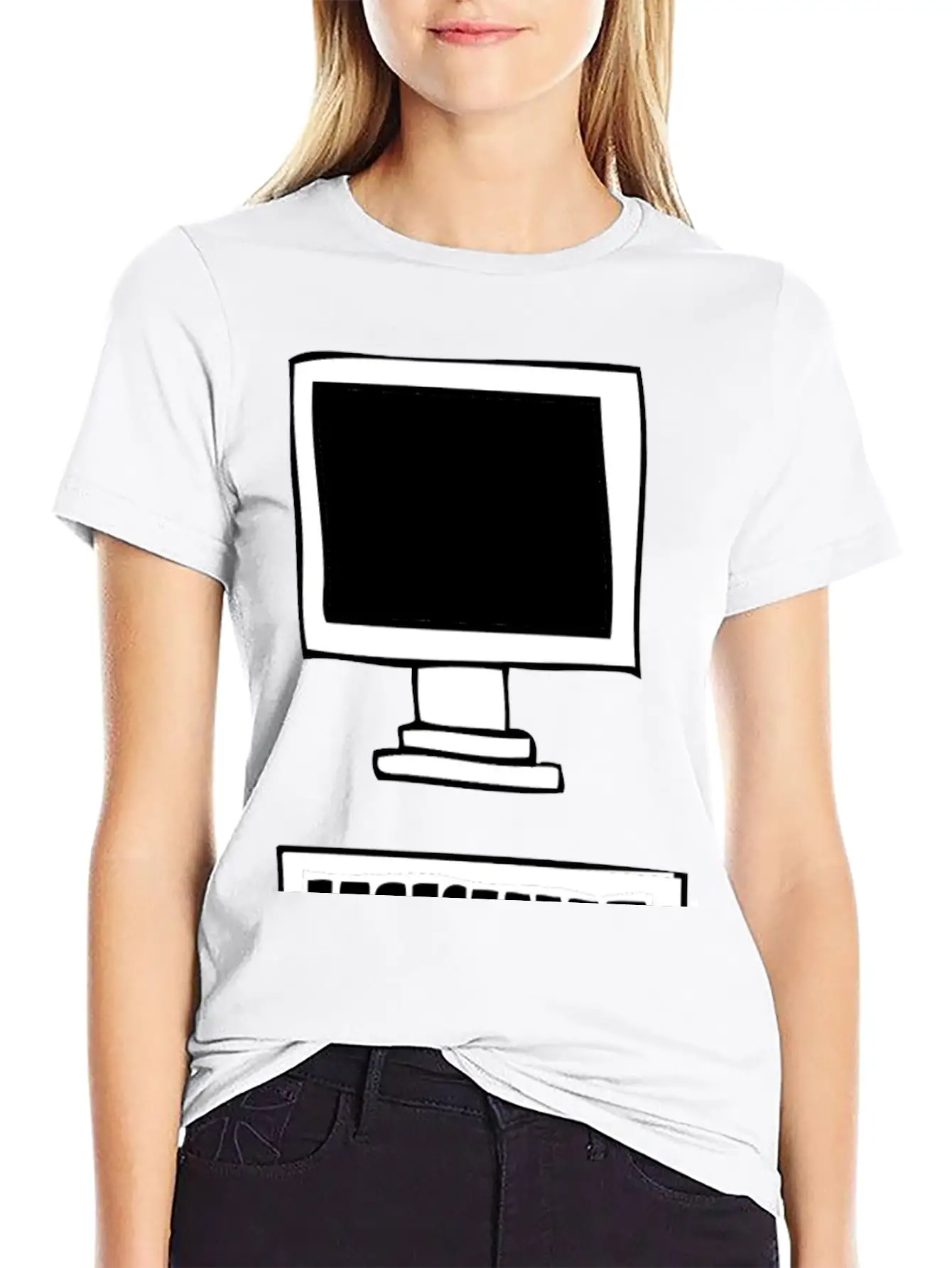 Computer With Keyboard Basic Graphic T-Shirt ¨C Daily Comfort In Soft Cotton