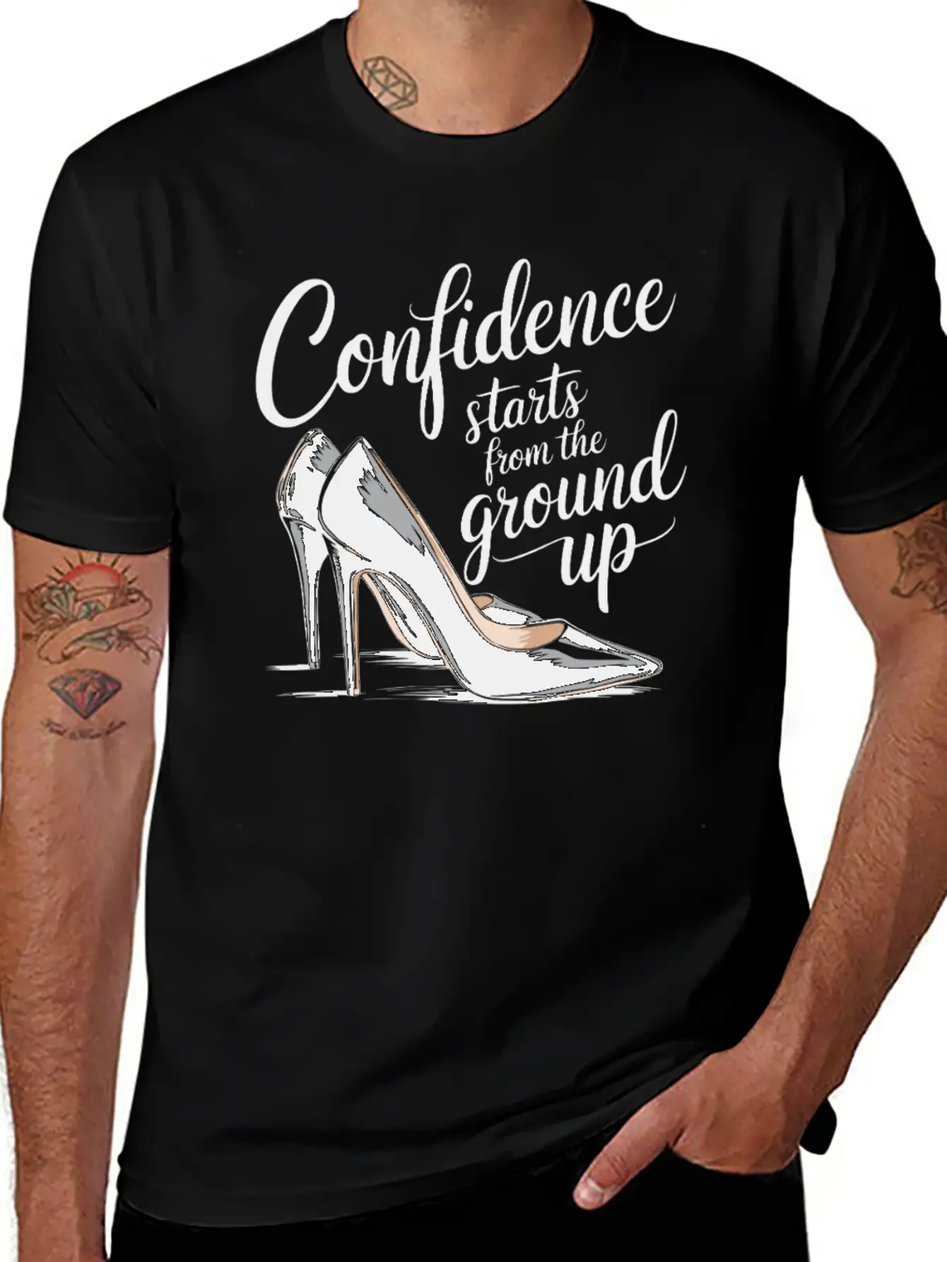 Confidence Starts From The Ground Up Motivational Basic Graphic T-Shirt ¨C Daily Comfort In Soft Cotton