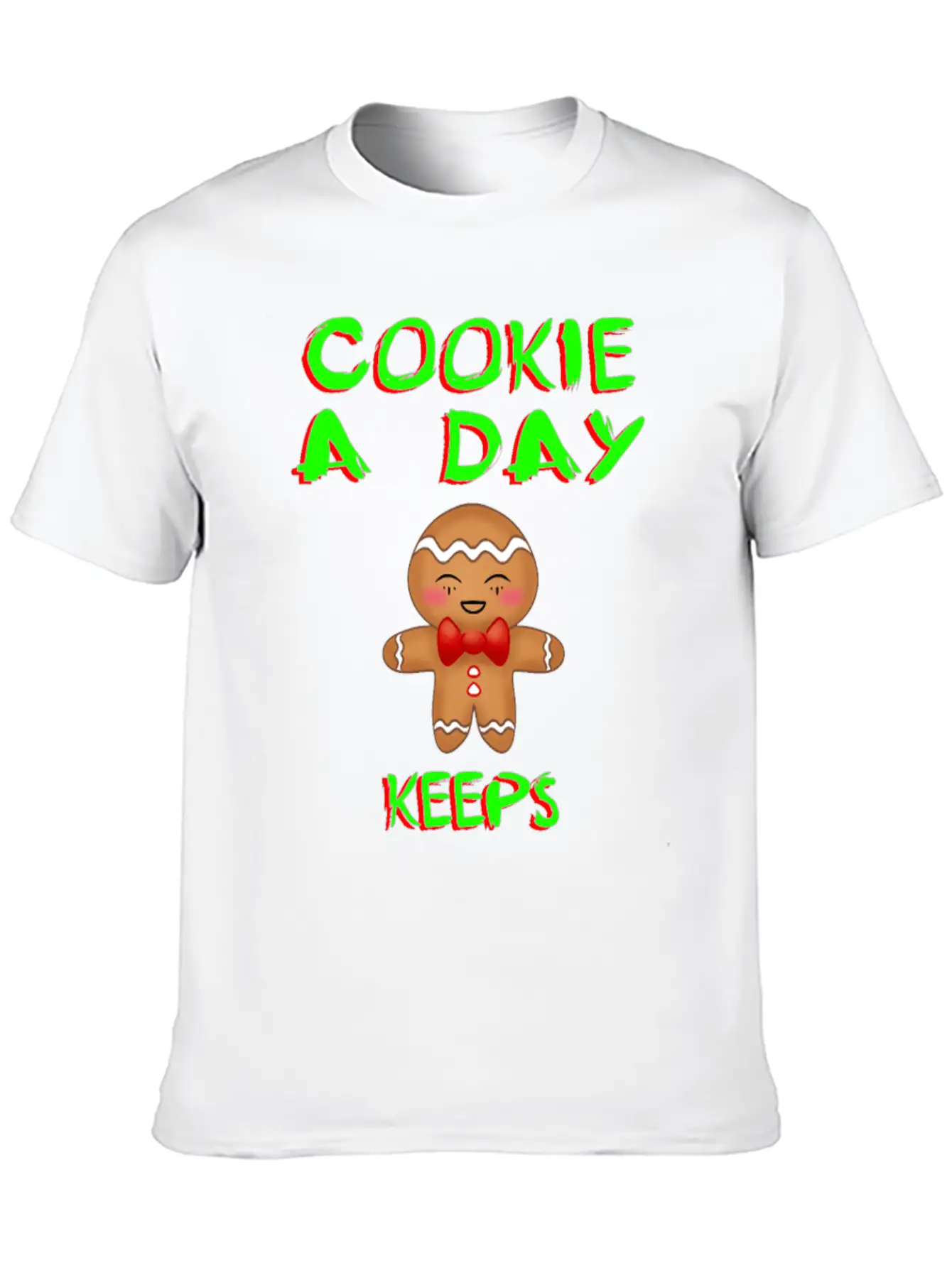 Cookie A Day Keeps Bad Mood Away. Gingerbread Man Essential Cotton Tee For Daily Outfits ¨C Unisex Style